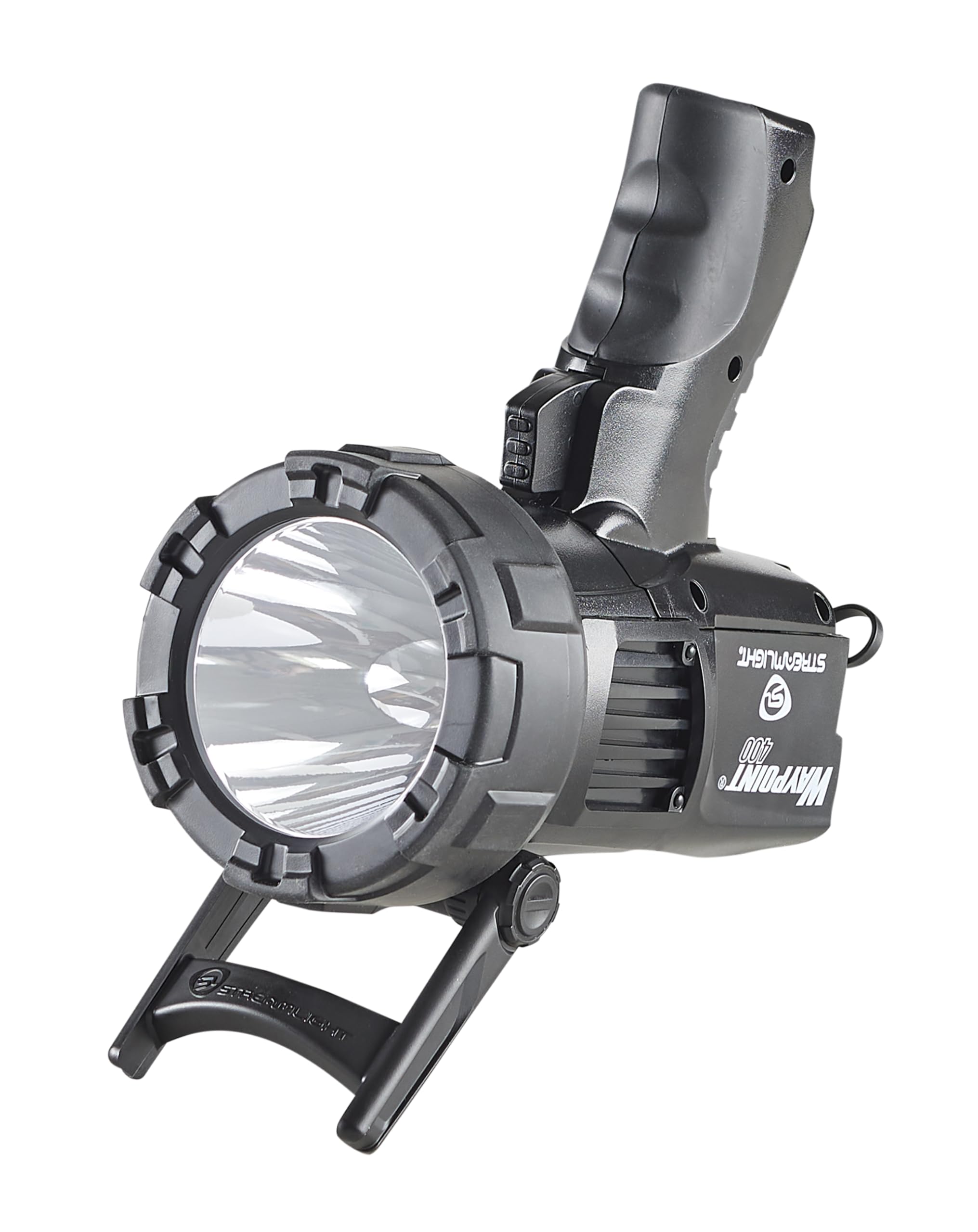 Streamlight 44911 Waypoint 400 Rechargeable 1400-Lumen Long Range Pistol-Grip Spotlight With 120V Ac Charger And Polymer Holder/Mount, Black