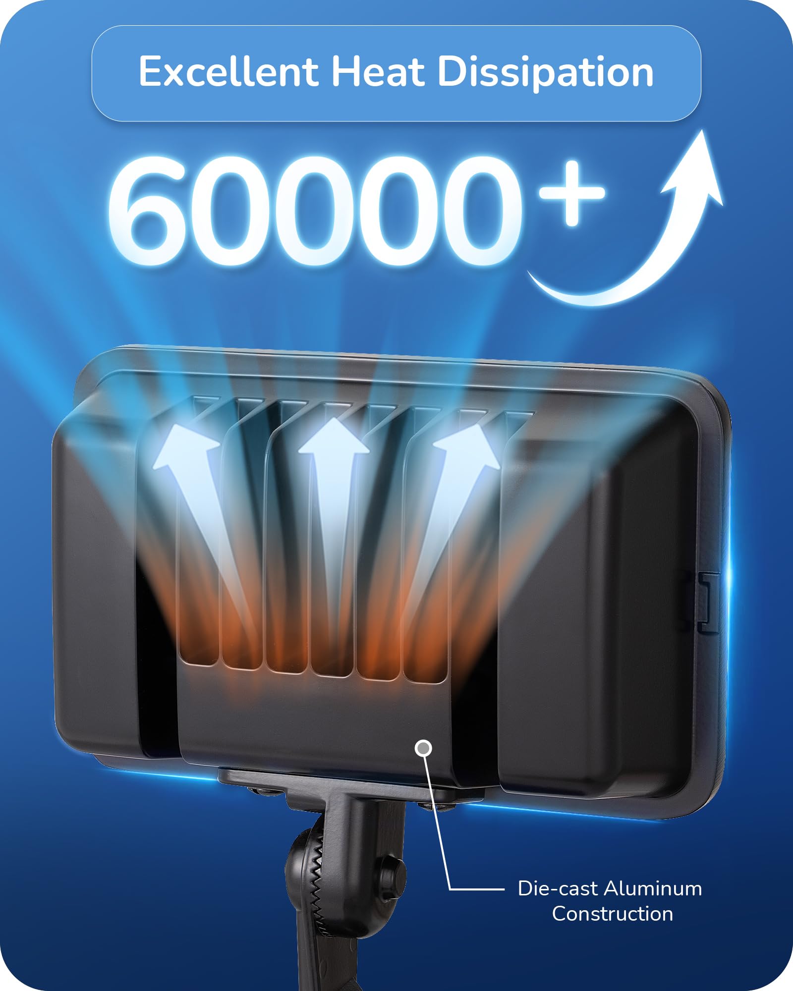 EDISHINE 73W LED Flood Light, 10000LM, IP65 Waterproof, 5000K Security Light for Outdoor Use, Black, Model HFLB07A
