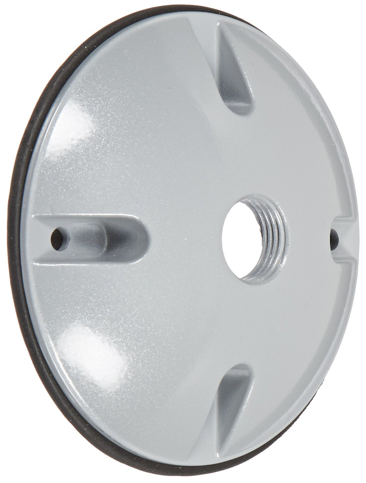 RAB Lighting C100 Die Cast Aluminum Weatherproof Round Cover with 1 Hole, 4-1/2" Diameter, Silver Gray