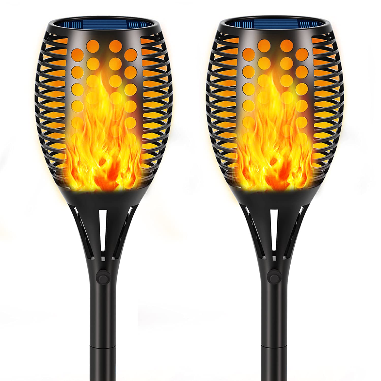Aityvert Upgraded Solar Torch Lights 43 Inches Flickering Dancing Flames Waterproof Outdoor Landscape Decorations Lighting Dusk To Dawn Auto On/Off Solar Lights For Halloween Christmas 2-Pack