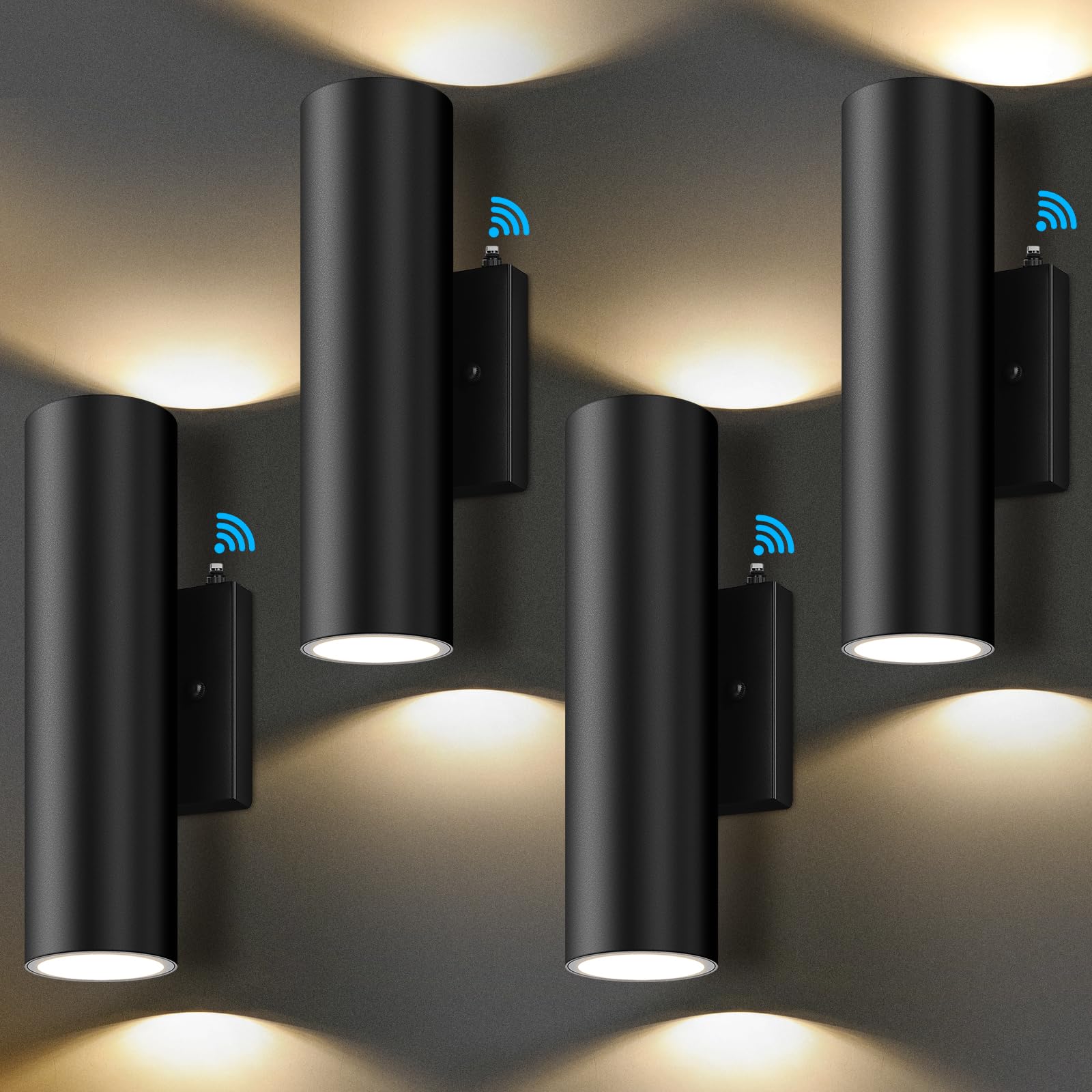 4-Pack Dusk To Dawn Outdoor Wall Lights  12W 2700K Up And Down Led Porch Lights Outdoor  Black Modern Exterior Lighting Fixtures  Waterproof Anti Rust Outside Lights For House  Patio  Door