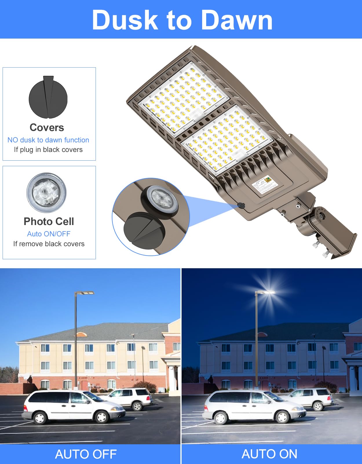 Kukuppo 320W Led Parking Lot Light Dusk To Dawn 48 000Lm  Dlc Ul Listed Industrial Grade Led Shoebox Parking Pole Light 5000K Ip65 Waterproof Outdoor Commercial Area Lighting With Slip Fitter