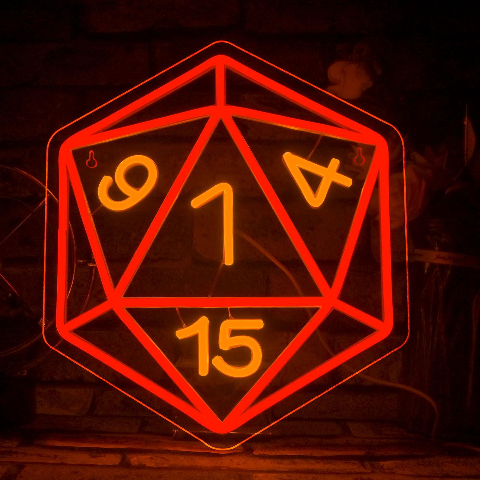 Looklight DND Dice Neon Sign - Dimmable LED Wall Decor for Tabletop Gaming, 11.41inx12.99in, Colorful-A-Dice, Plastic