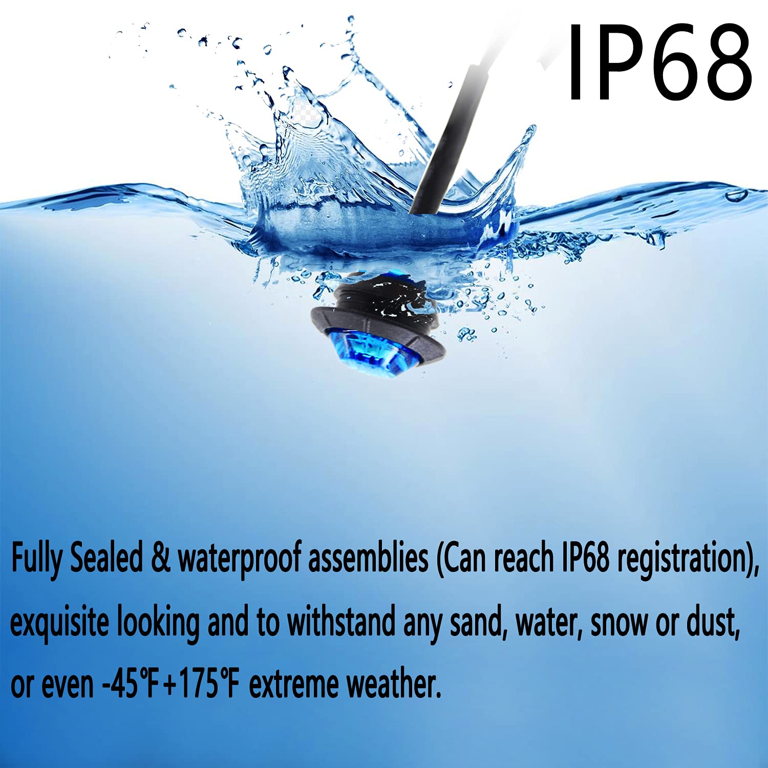 KEING 10 Pack Blue Waterproof Mini Round 3/4 LED Marker Lights for Trailer, Truck, Bus, RV - 12V, 5 Years Warranty