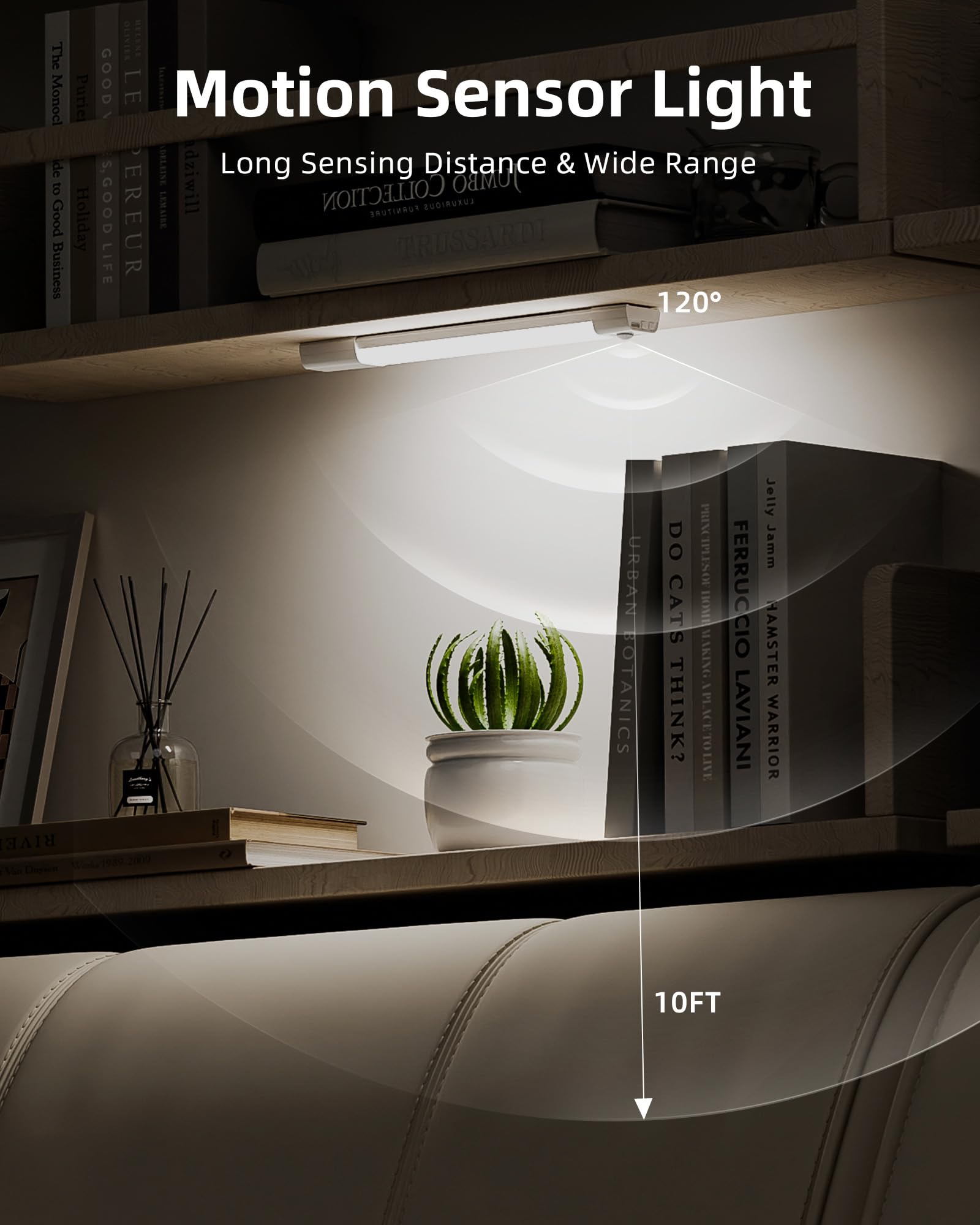 Ezvalo Under Cabinet Lighting, 50 Led Rechargeable Under Cabinet Lights Wireless, 3 Color Temps 11.8In Motion Sensor Light Indoo