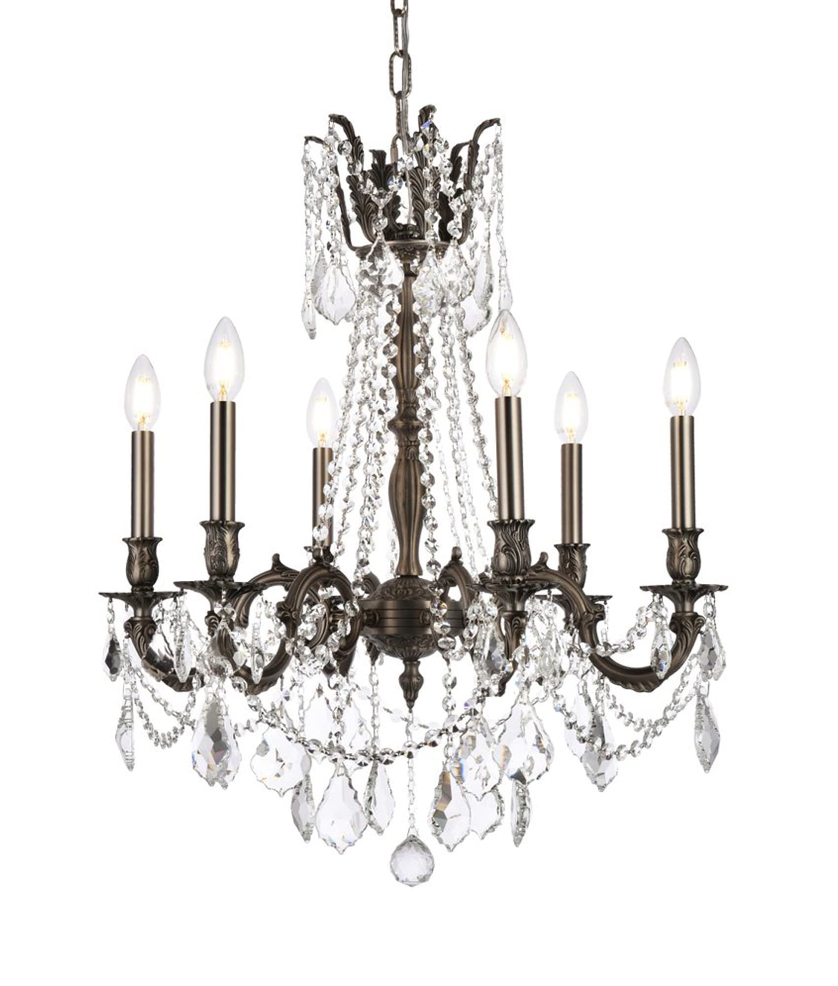 Elegant Lighting Royal Cut Crystal Chandelier, 23in x 26in, Silver, Model 9206D23PW/RC, Metal