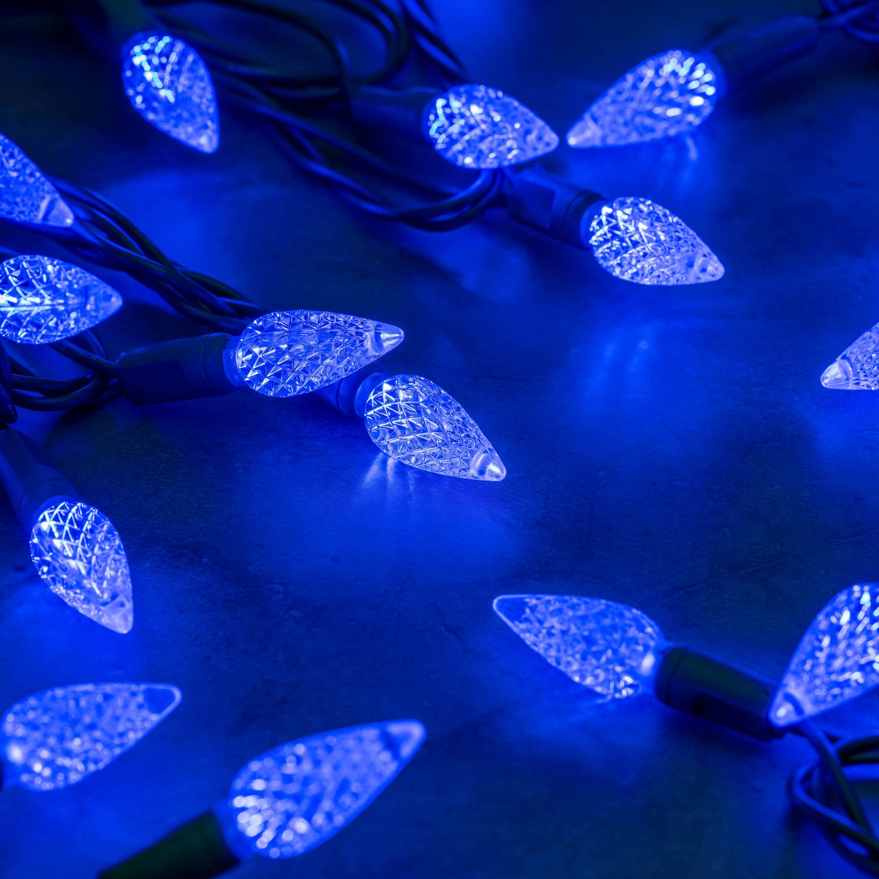 Yuletime Blue C6 Strawberry Led Christmas Lights, 33 Ft 100 Count 4'' Spacing One-Piece High Waterproof Ul Certified String Ligh