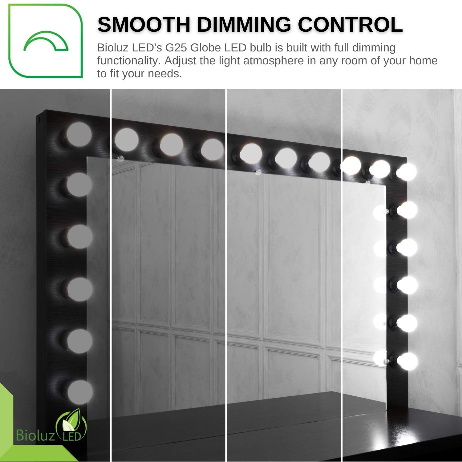 6 Pack Bioluz Dimmable Globe Led G25 Bulbs, 40 Watt Replacement (Uses 6 Watts), Warm White (2700K), 450 Lumens Ul Listed - Dimmi