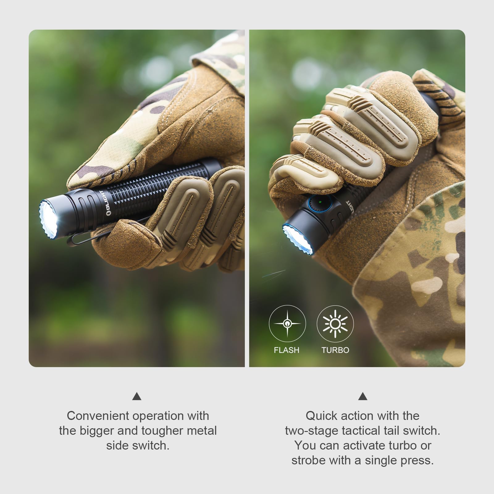 Olight Warrior Mini3 1750 Lumens Rechargeable Tactical Flashlight With Dual Switch And Proximity Sensor, Led Light For Edc, Outd