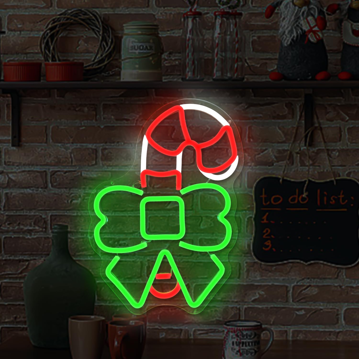 Christmas Candy Neon Sign for Wall Decor Dimmable Christmas Neon Sign for Bedroom Led Neon Light Signs Light Up Signs for Childr