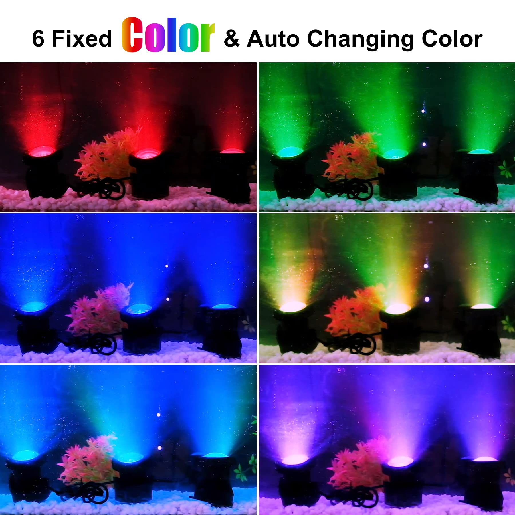 Crepow Solar Underwater Pond Lights, Super Bright Rgb Led Submersible Pond Lights Color Changing Spotlights Ip68 Waterproof Fountain Lights For Fish Aquarium Tank Garden Yard Pool (3-In-1)