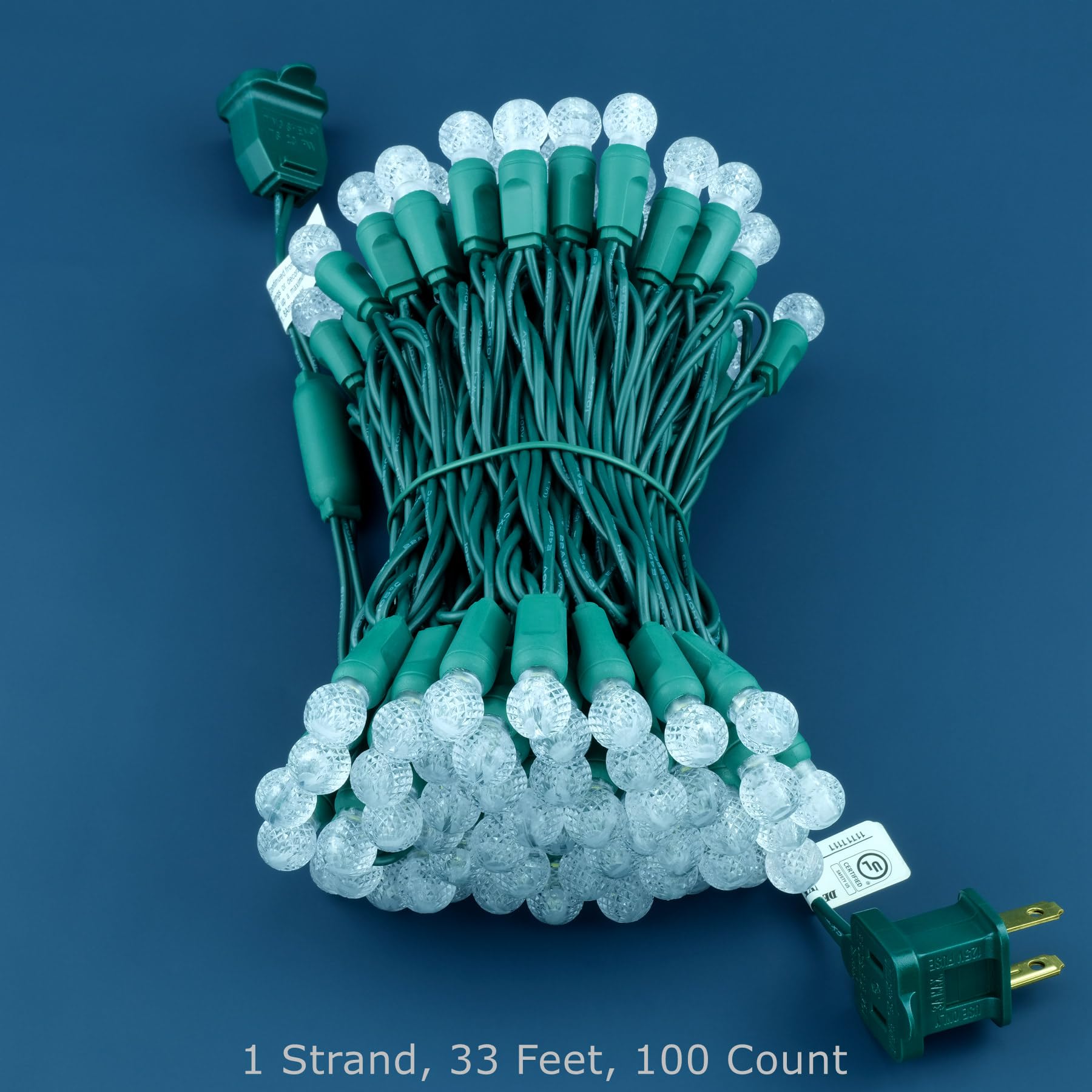 Sweet Shine 100 Cool White Raspberry One-Piece Led Christmas Lights, 33 Ft Green Cord High Waterproof Ul Certified G12 Outdoor S