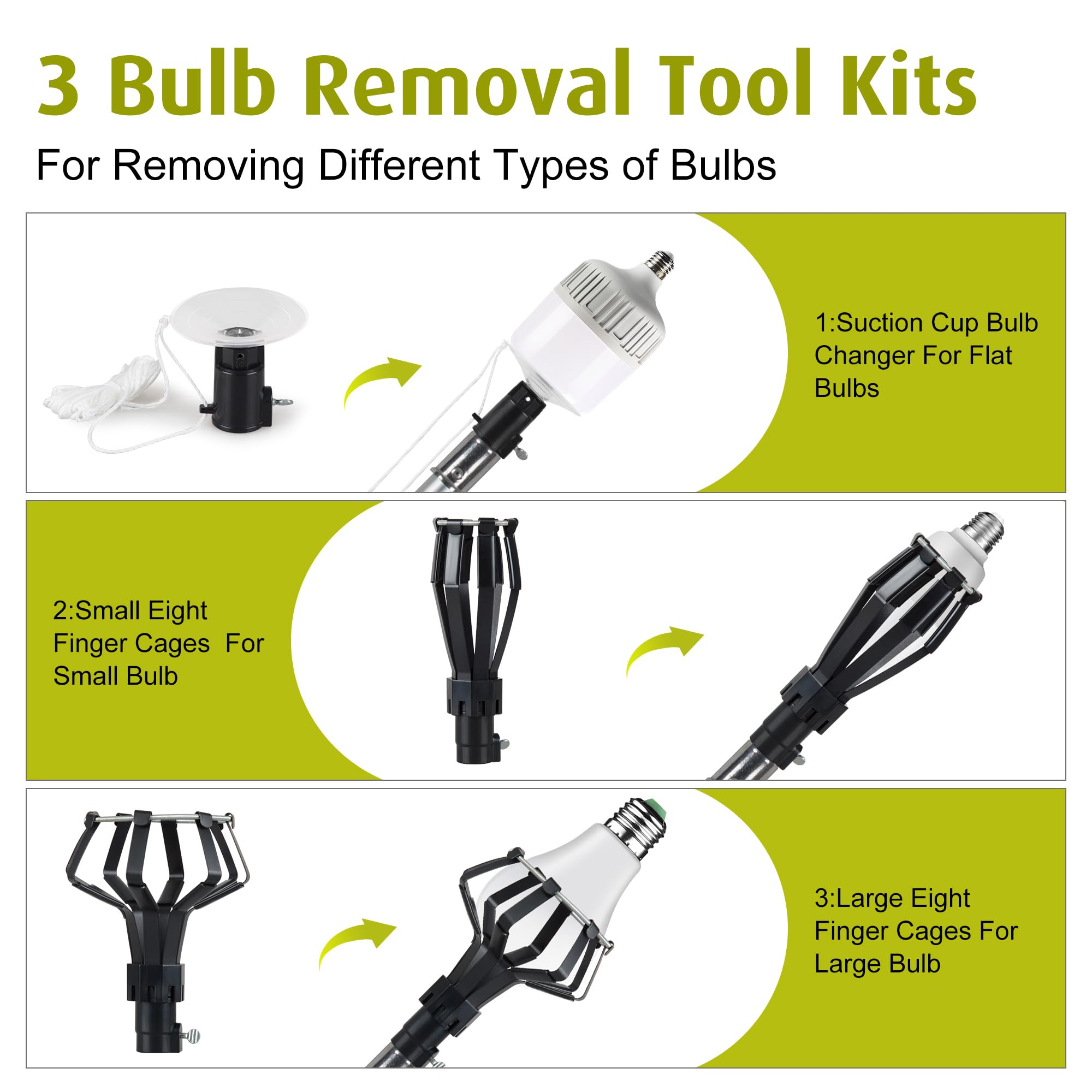 Light Bulb Changer For High Ceilings,4-18Ft Bulb Changing Pole Extension For High Ceilings And Recessed Lights, Light Bulb Remov