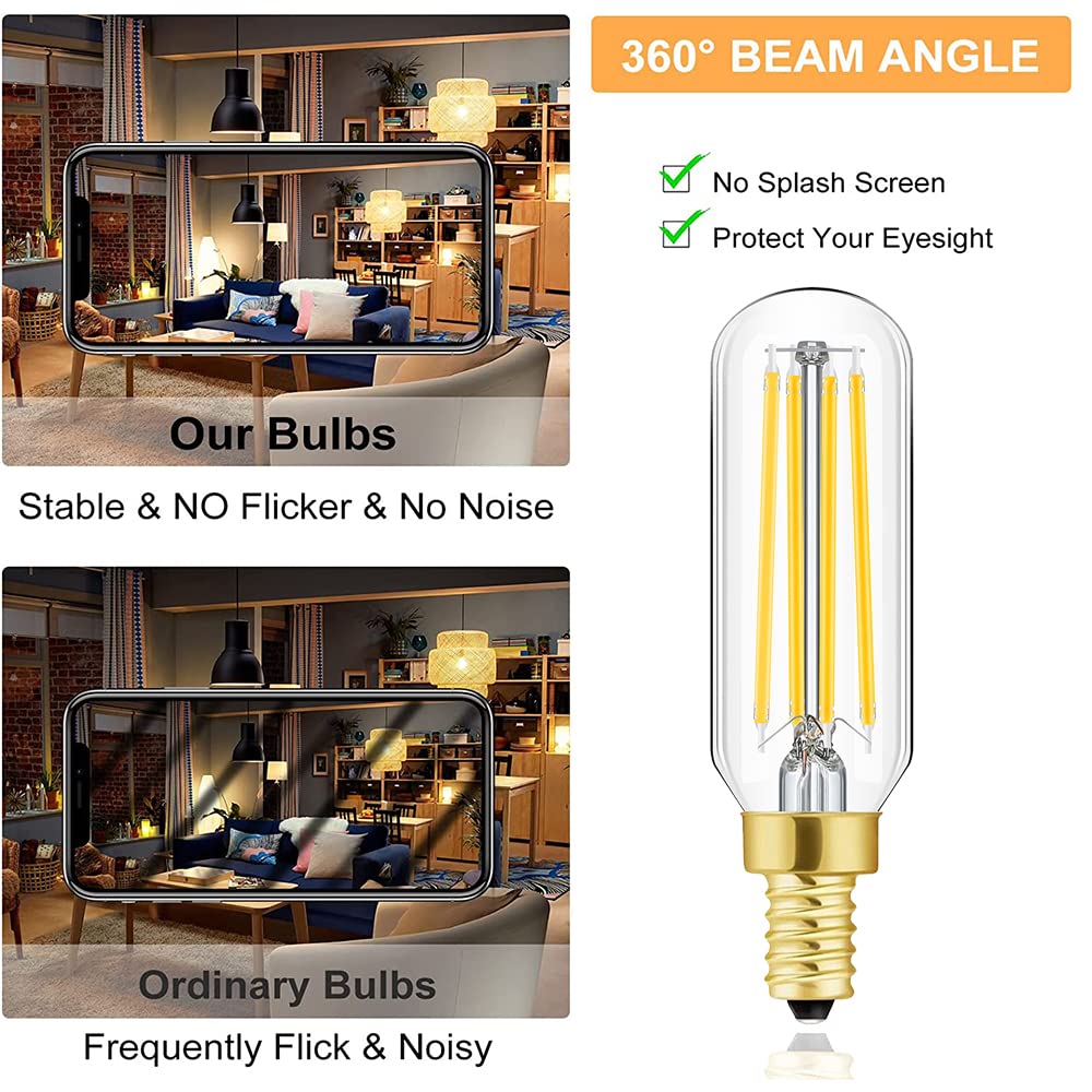 Dimmable T6 Led Bulbs, 8W E12 Edison Light Bulbs Soft White 3000K,800Lm, 100W Candelabra Incandescent Bulbs Equivalent Vintage L