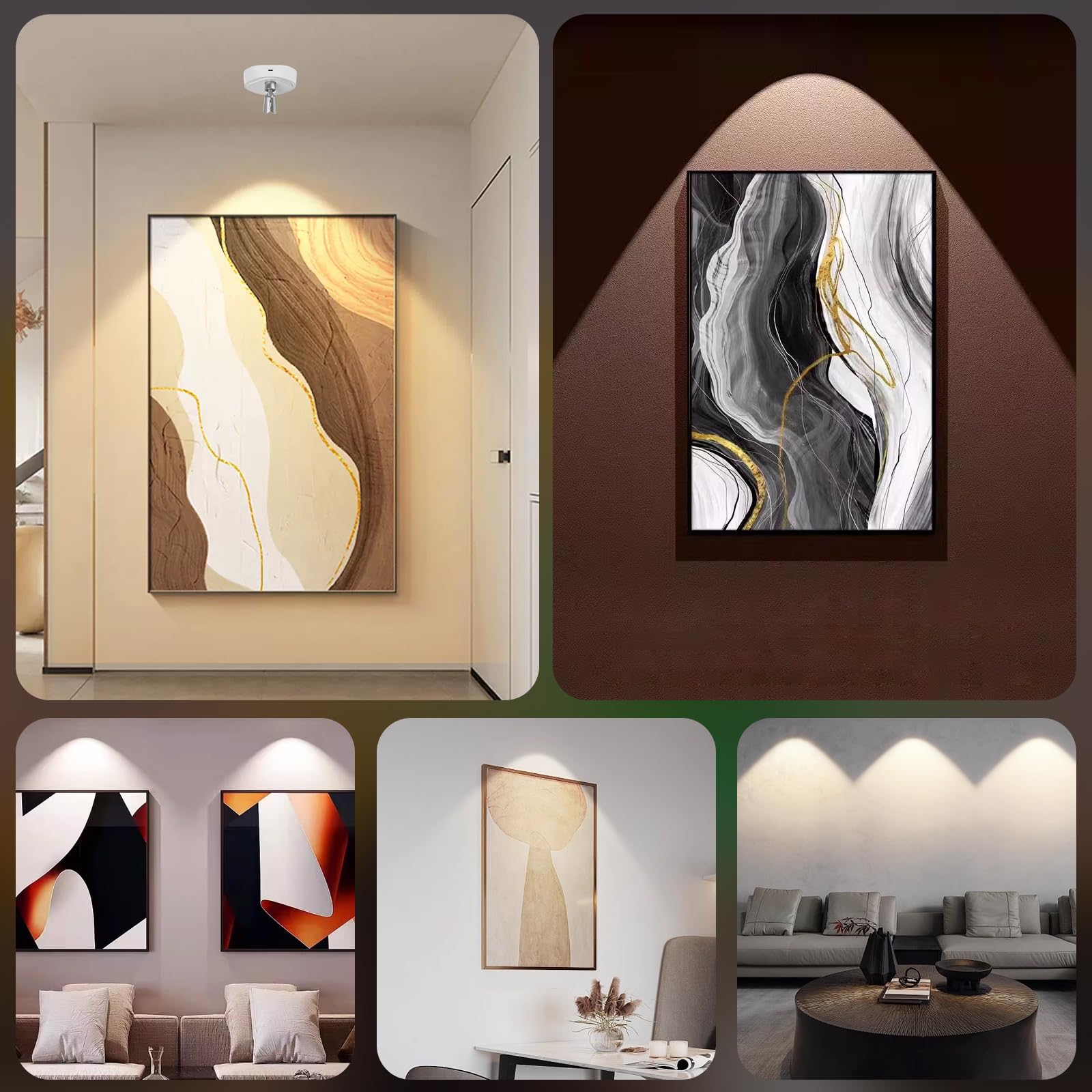 Battery Operated Spot Lights With Remote Wireless Picture Lights, Remotely Dimmable 3000K/4000K/6000K Led Wireless Spotlights For Painting Picture Wall Artwork Photo Portrait Closet Plants, 2 Pack