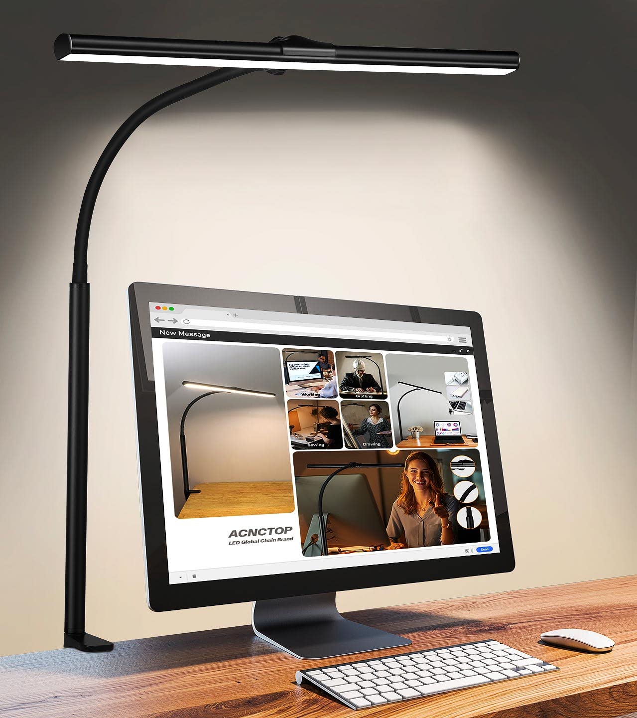 ACNCTOP Desk Lamp for Office Home - Eye-Caring Architect Task Lamp 25 Lighting Modes Adjustable LED Desk Lamp Flexible Gooseneck