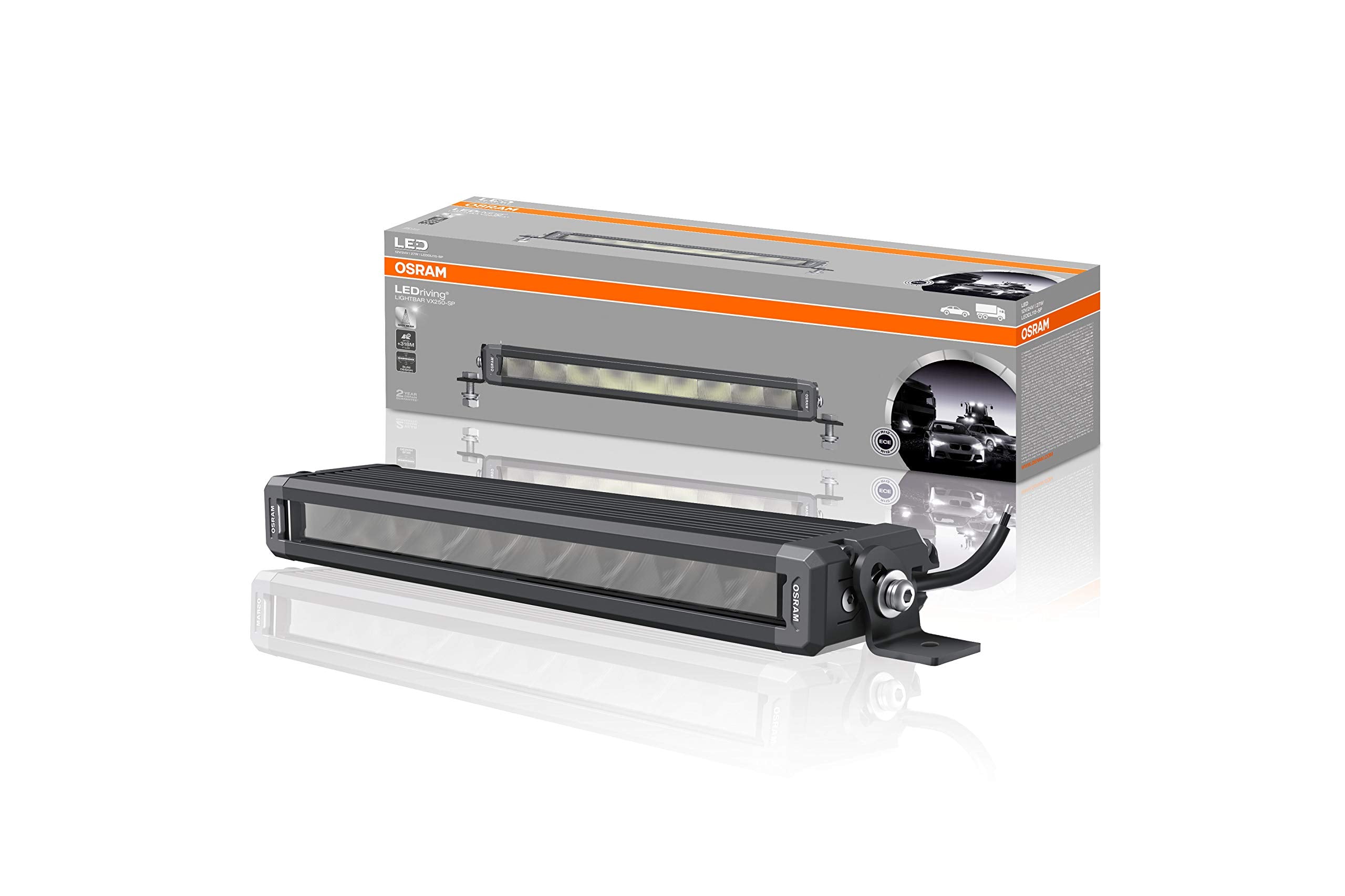 OSRAM LEDriving LIGHTBAR VX250-SP, LED driving lights for high beam, spot, 1500 lumens, light beam up to 318 m, LED light bar 12