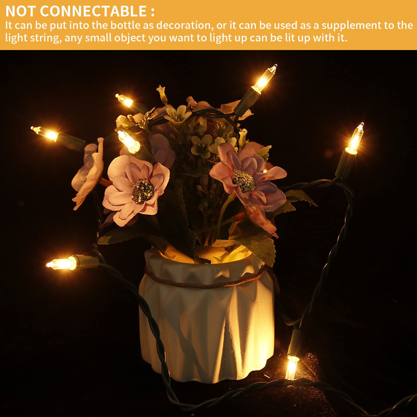 Multi-Sparking Christmas Lights 5Ft 10 Counts Classic Clear Incandescent Mini String Lights Green Wire Warm White For Indoor And