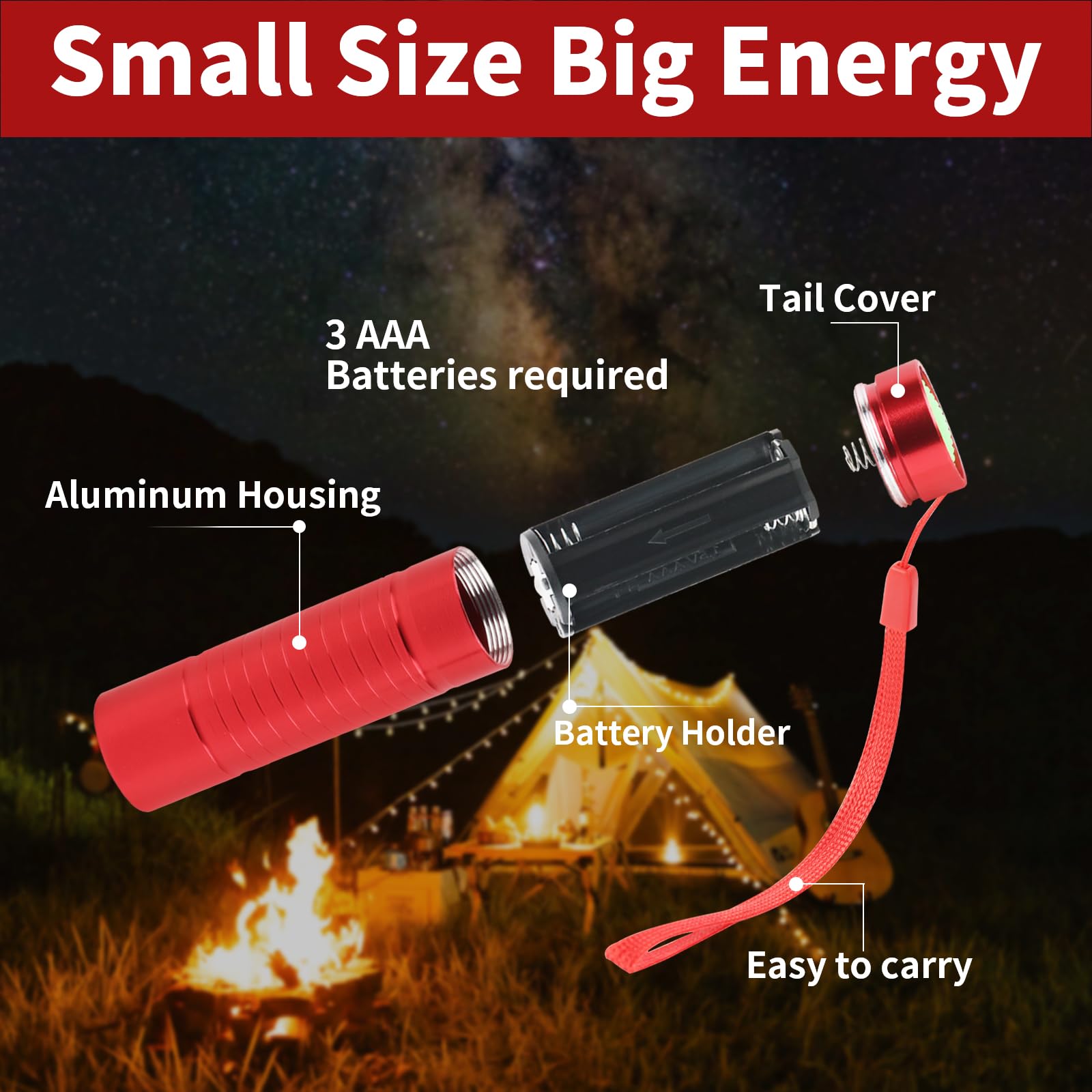 Hilngav 6 Pack Red Light Led Flashlight Mini, Red Flashlight Red Torch For Astronomy, Aviation, Night Observation And Animal Observation