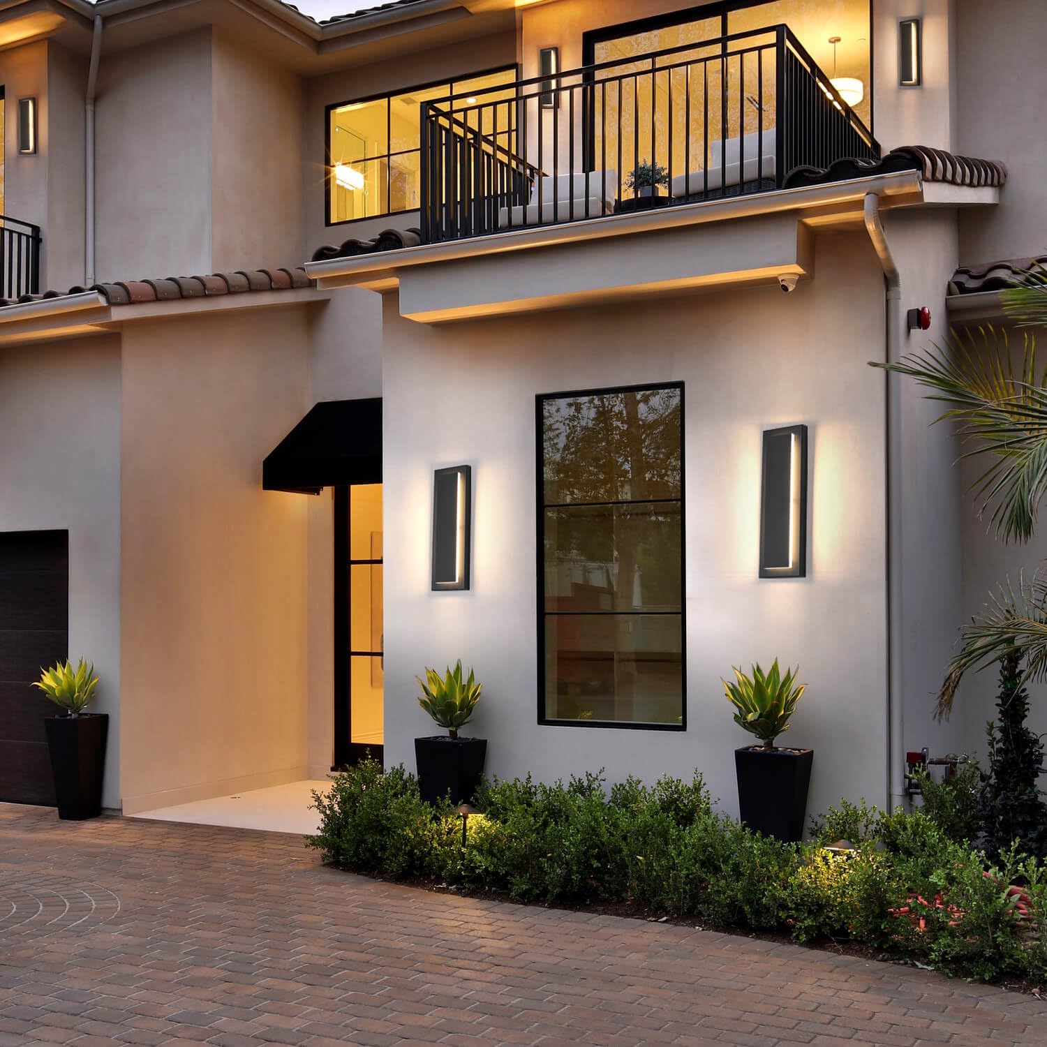 Tewei Modern Led Outdoor Wall Lights 2 Pack - Black Sconce 3000K Warm White For Entrance, Hallway