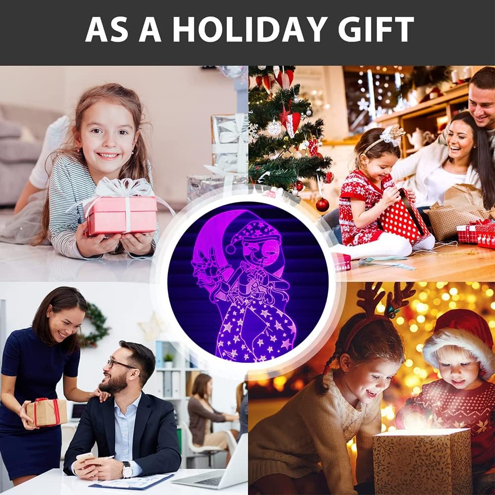 Mzcyfuy 3D Illusion Night Light LED Lamp with Remote Control 16 Color Changing Visual Bedroom Decoration FNAF (Moondrop)