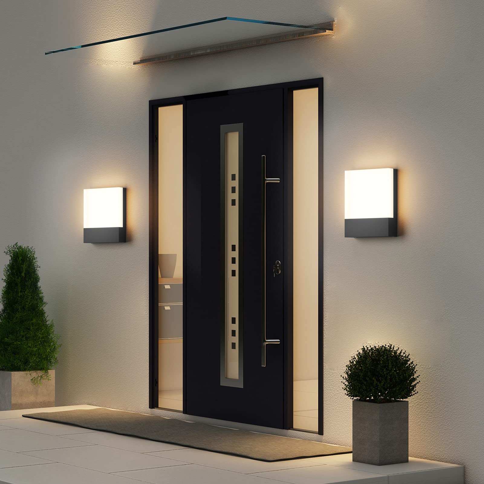 Aoceley 2-Pack Led Outdoor Wall Light, 24W 3000K Ip65 Sconce For Patio & Garden, Black