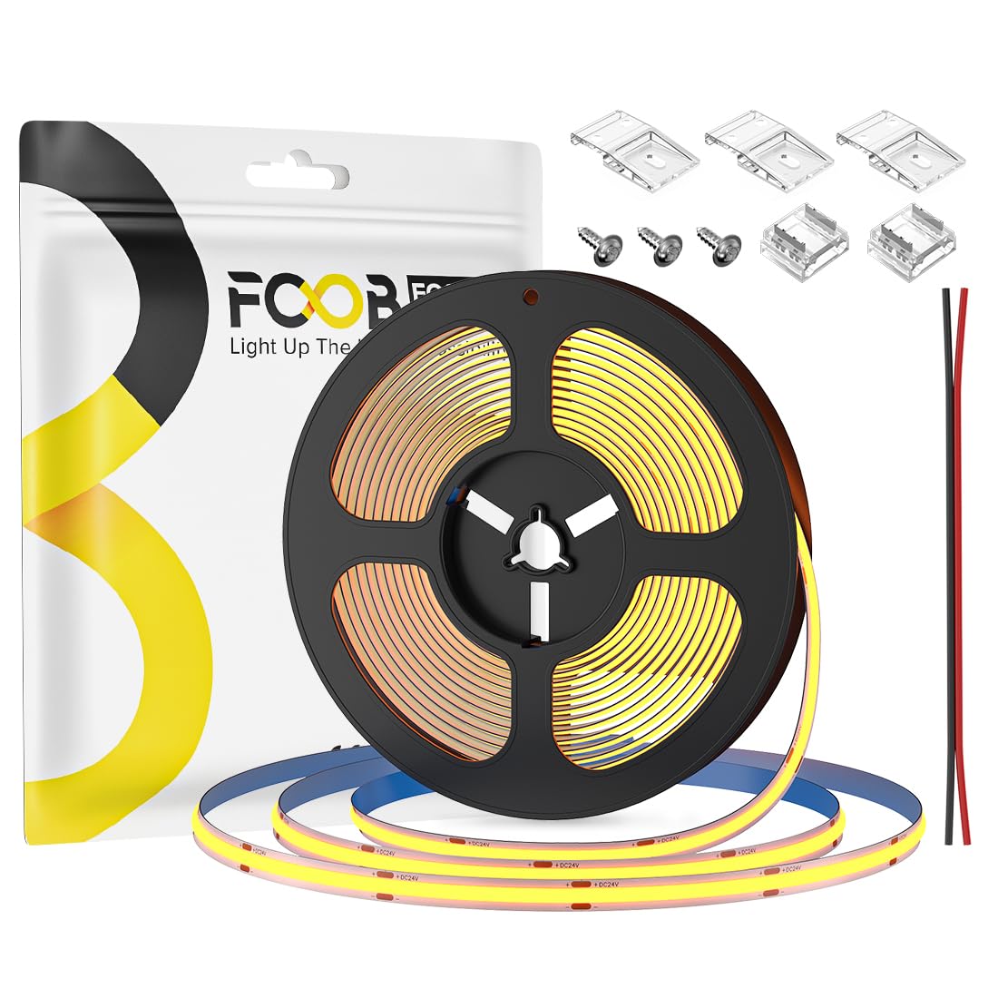 FCOB COB LED Strip Lights 16.4FT Dimmable DC 24V 480LEDs/m Warm White 2700K