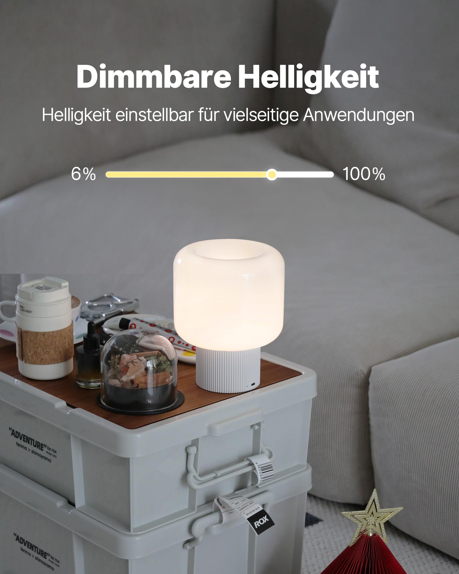 MAGCHARM Halo Mushroom Lamp - 5W Cordless LED Table Light, 3 Color Temps, Retro Design, White, Model S447046-8L