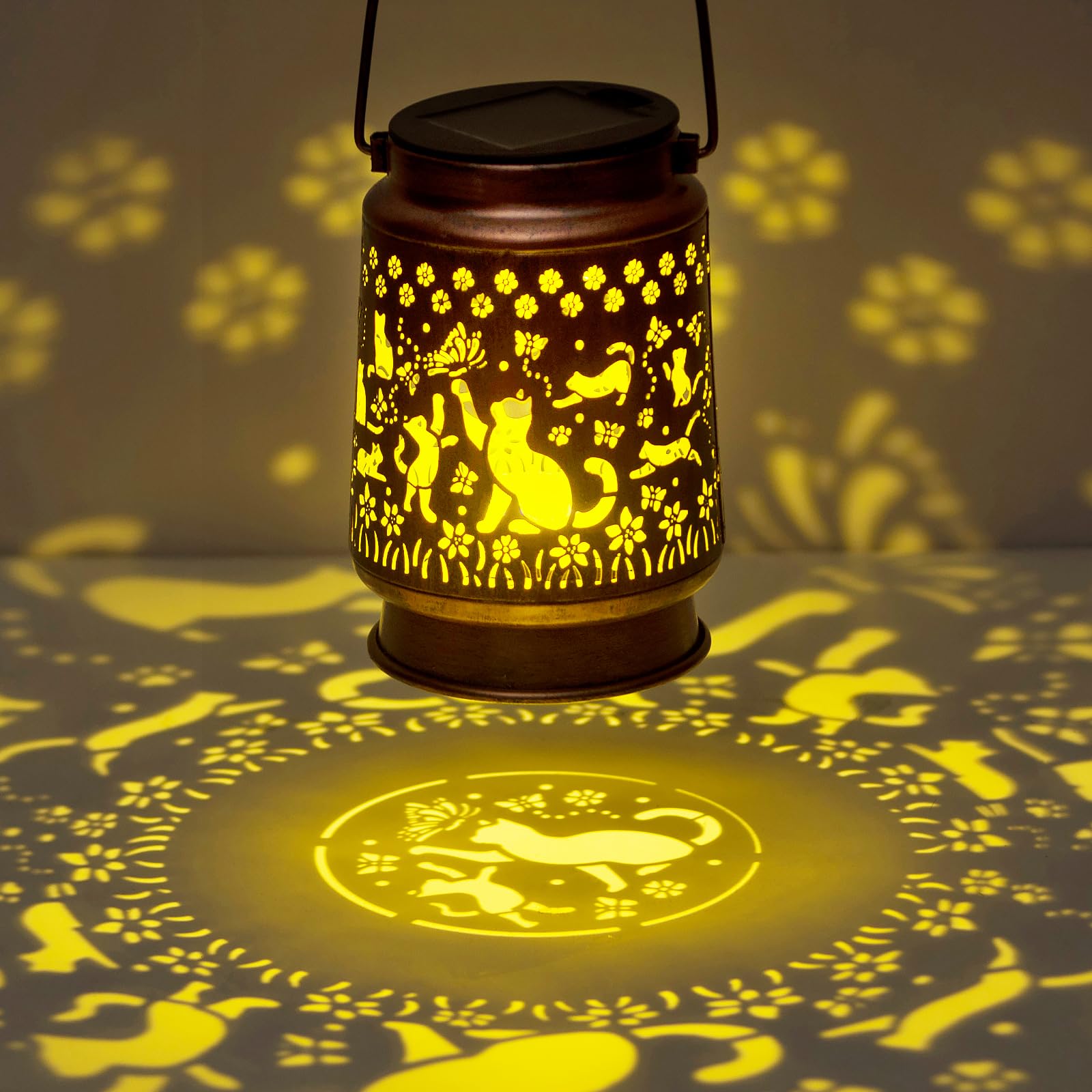 ShangTianFeng Cat Solar Light Lanterns - Waterproof Hanging Mason Jar Decor for Garden, Outdoor, Patio - Lovers Cat, Large