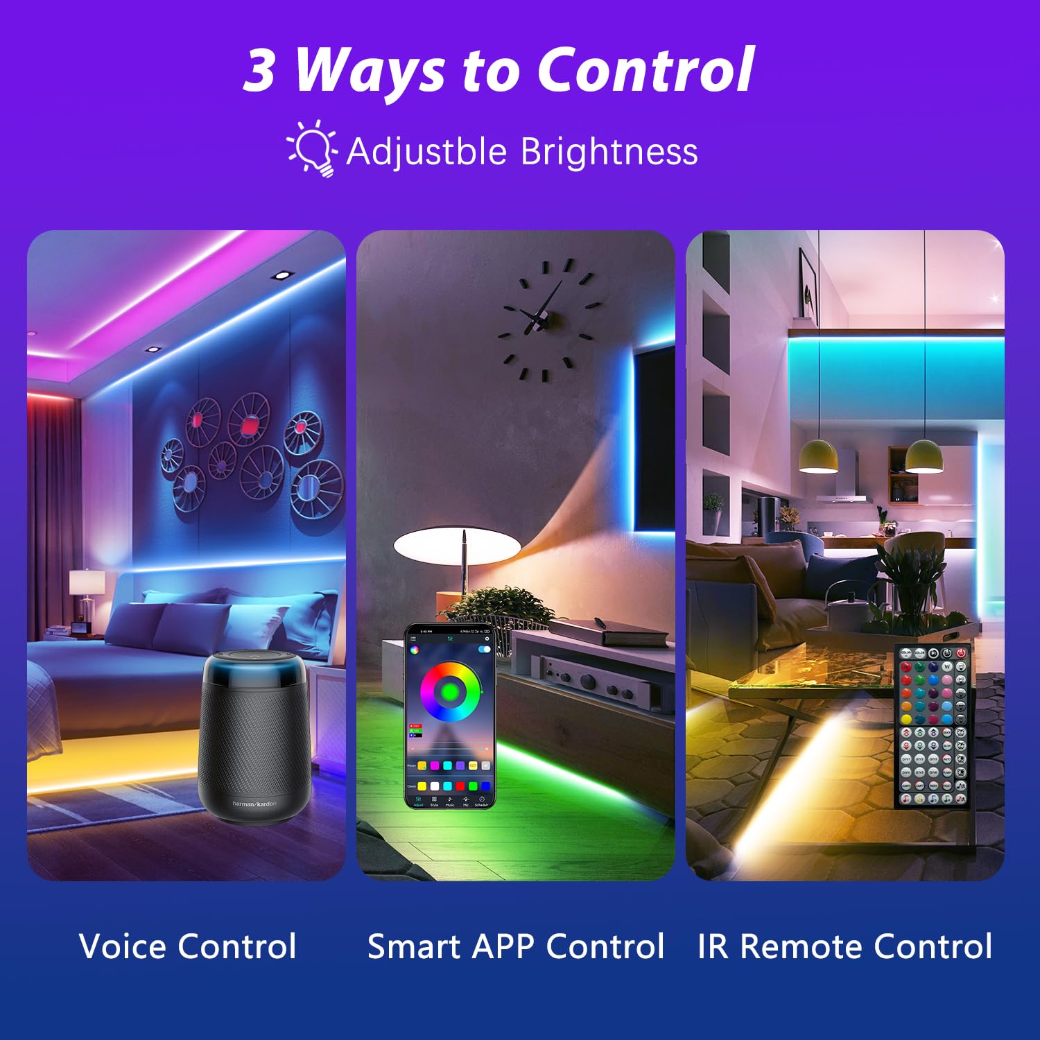 Ledagic Smart Voice Control Led Lights For Bedroom 100Ft, Wifi Rgb Led Strip Lights Compatible With Alexa And Google Assistant, Led Light Strip Music Sync 16 Million Colors Lights For Home Decor