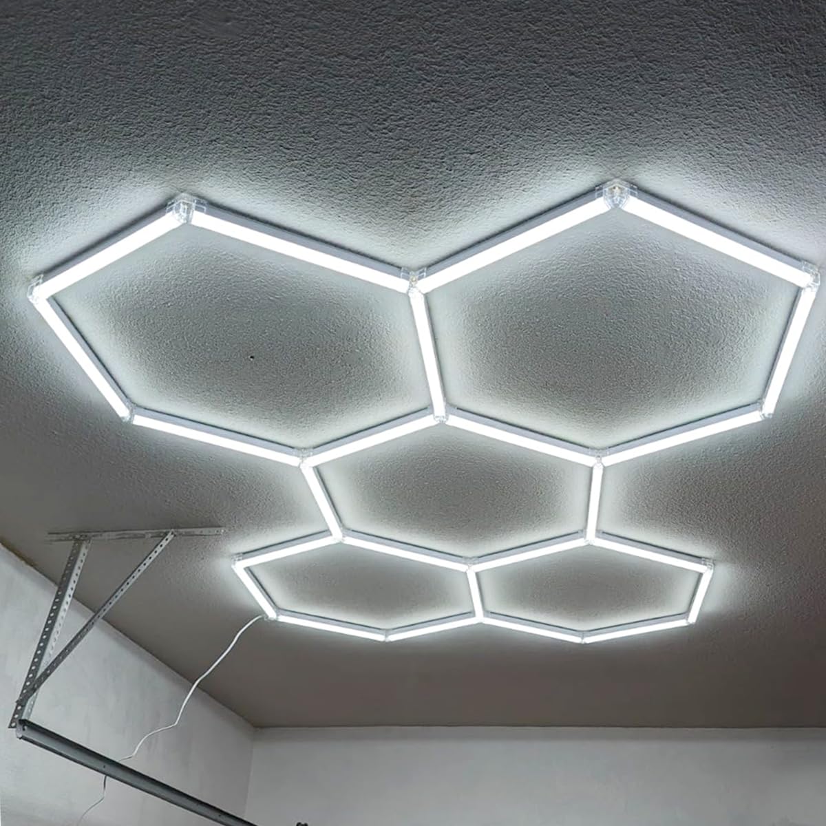 Cezelux Led Hexagon Garage Light: 5 Honeycomb 24 Packs 6500K 21120Lm Super Bright Car Detailing Garage Ceiling Led Shop Light Fo
