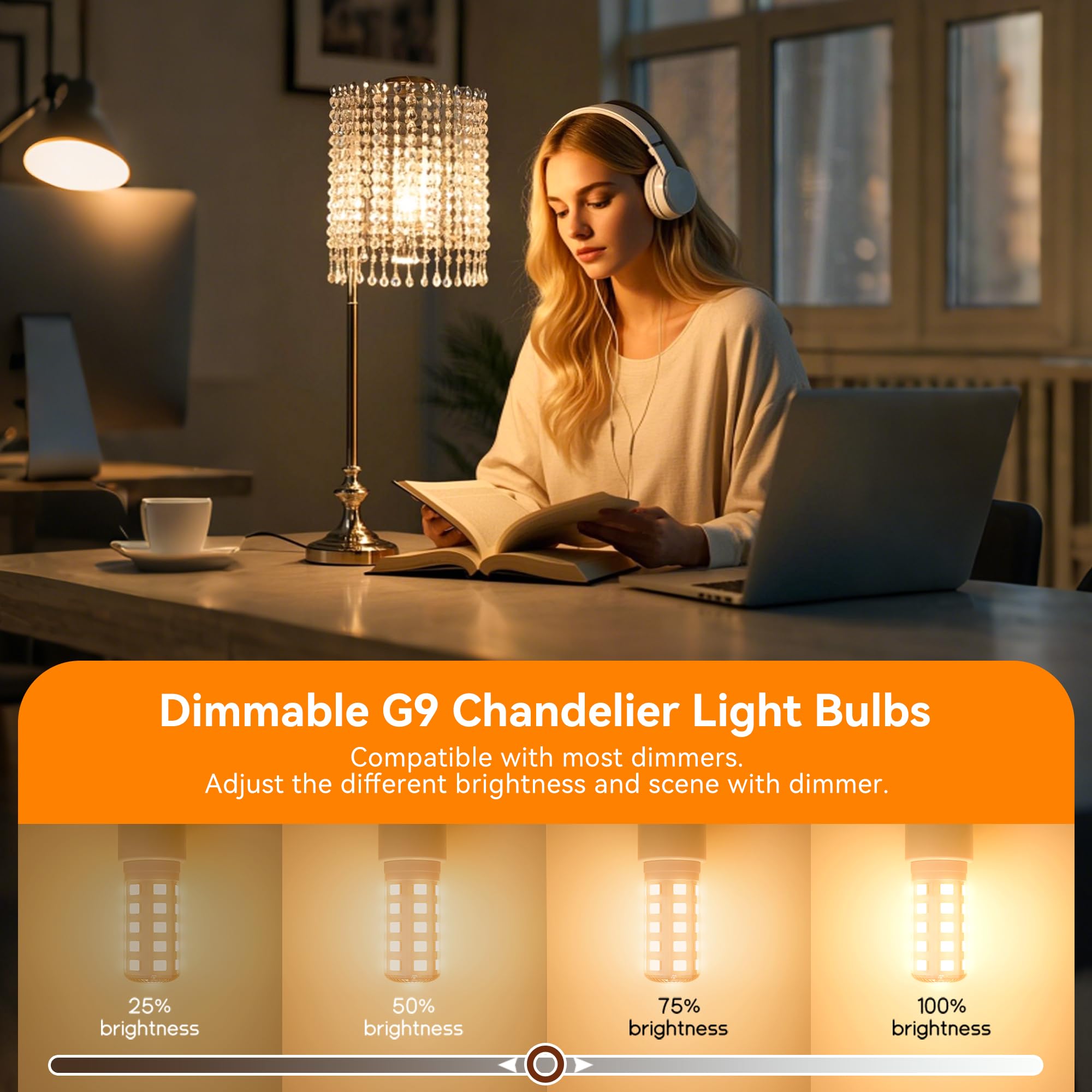 Tjoy Dimmable G9 Led Bulb 4W Equivalent 40 Watt, 2700K Soft Warm White, T4 G9 Bi-Pin Base Halogen Replacement, G 9 Socket Light