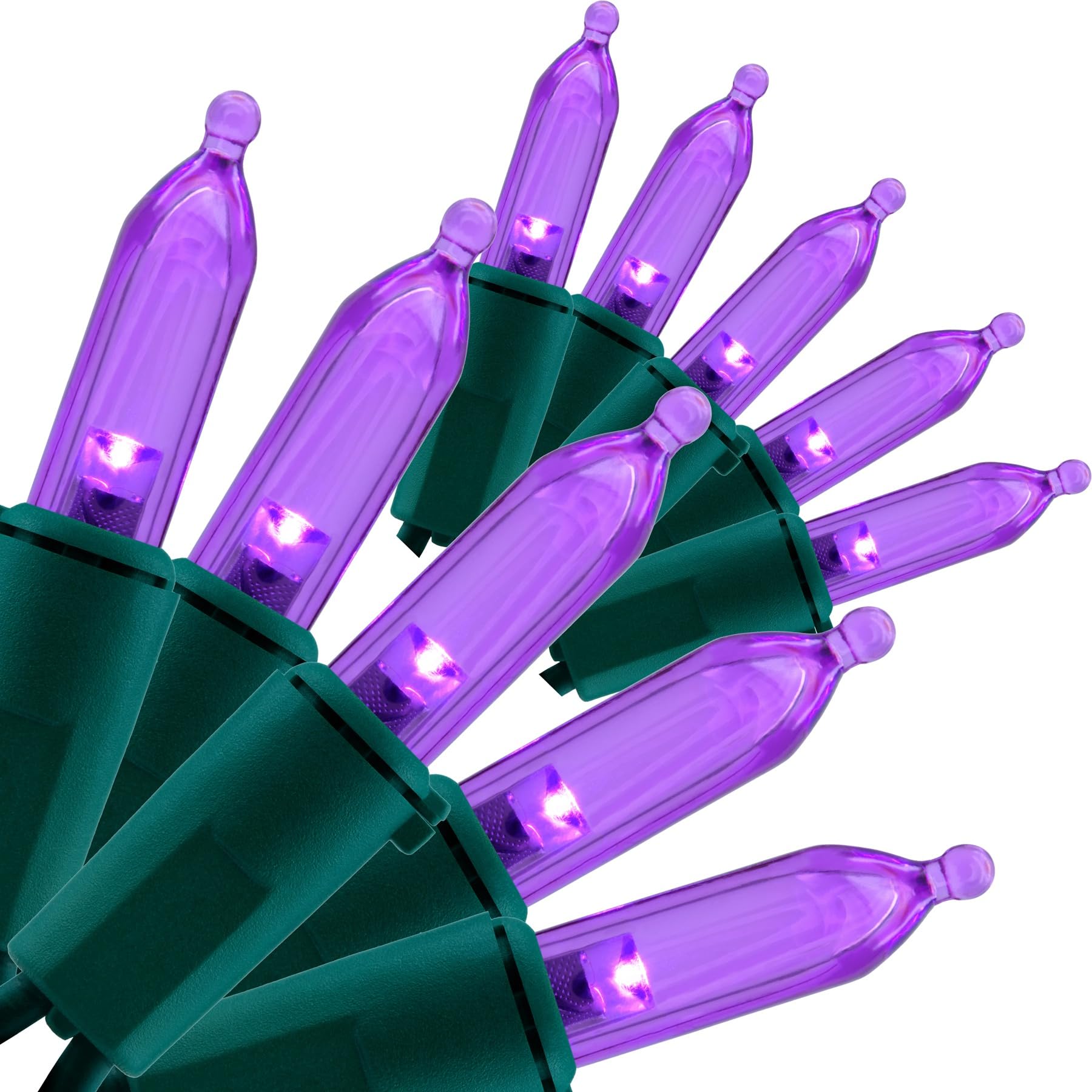 YULETIME Purple LED Christmas Lights 200 Count 50 ft, Pack of 2 Strands 25 ft 100 Lights UL Certified String Light Set (Purple)