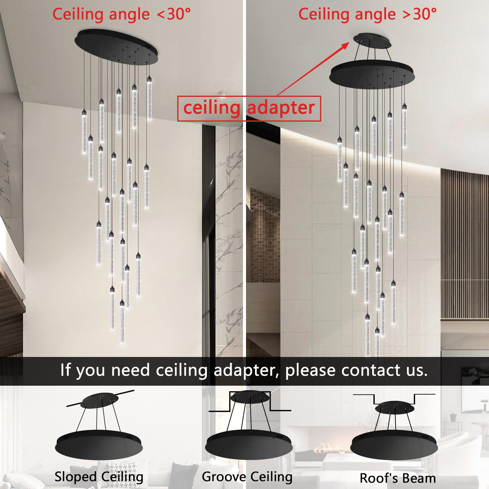 20-Lights Chandelier LED Dimmable Chandeliers for Entryway Flush Mount Ceiling Pendant Light Fixture Crystal Chandeliers for Liv