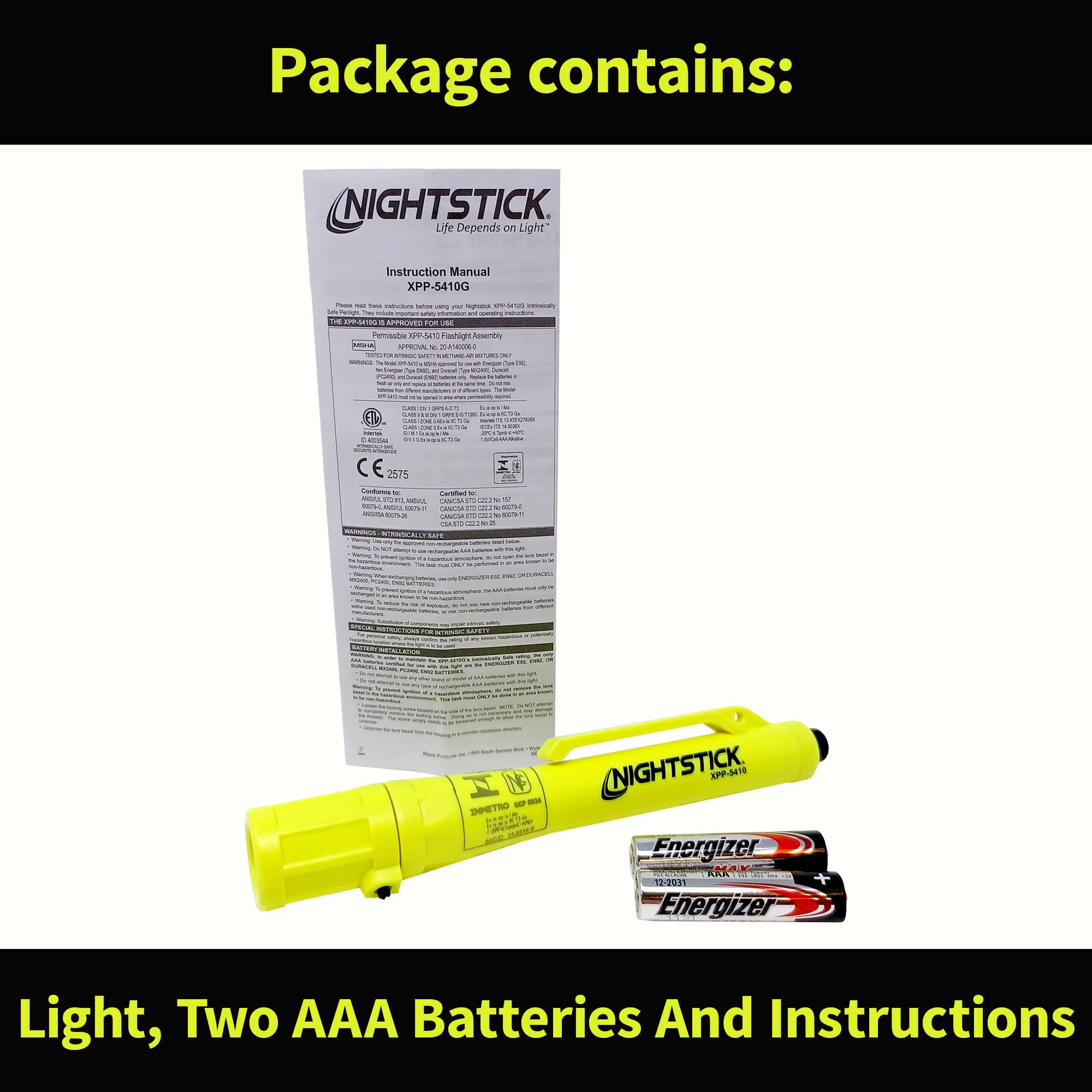 Nightstick Penlight XPP-5410G, Intrinsically Safe, 147mm, Green, Engineered Polymer