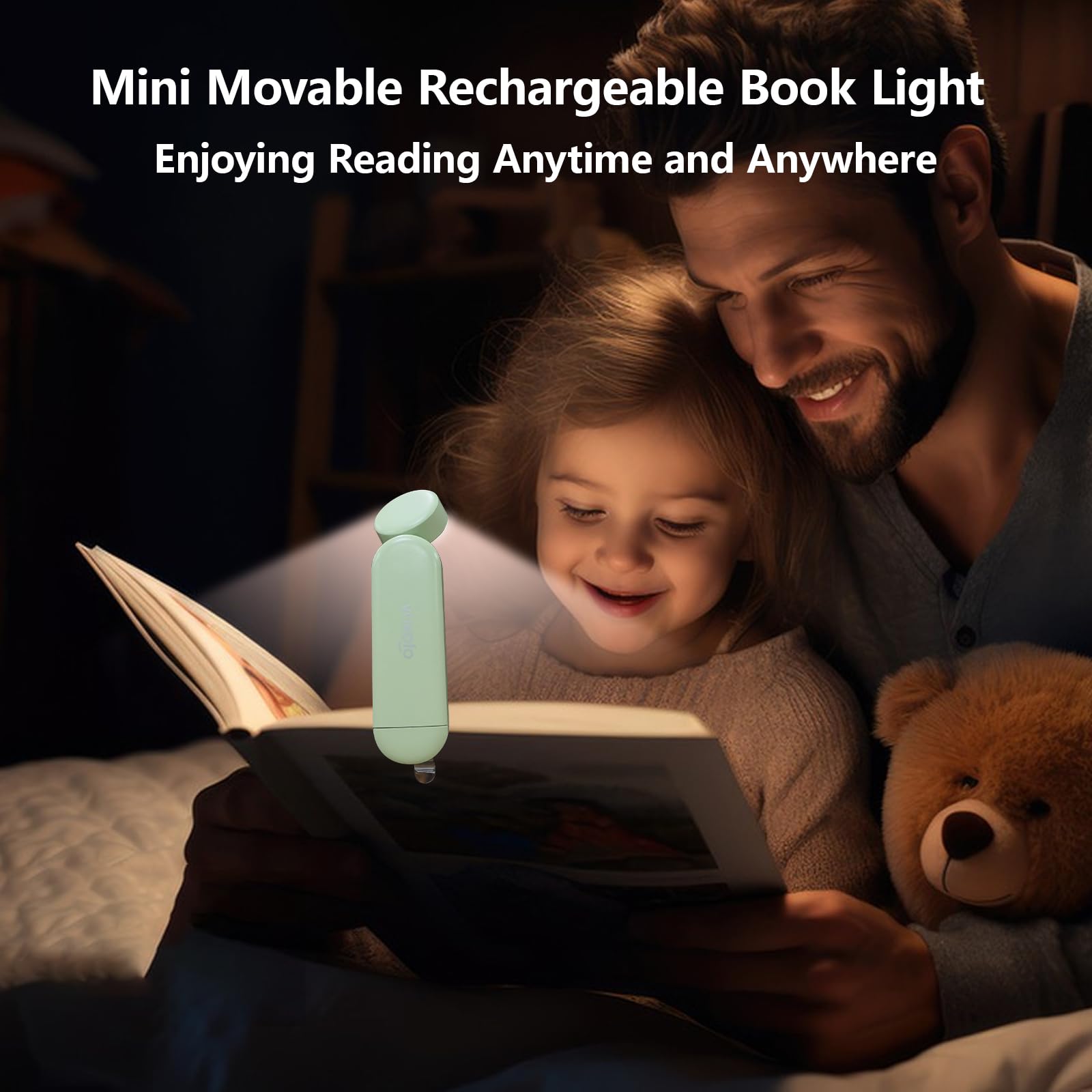VAVOFO USB Rechargeable Book Light, Amber Clip-On, Eye Care, 6 LEDs, Green, Model KM-6776, 9 Lighting Modes for Reading in Bed