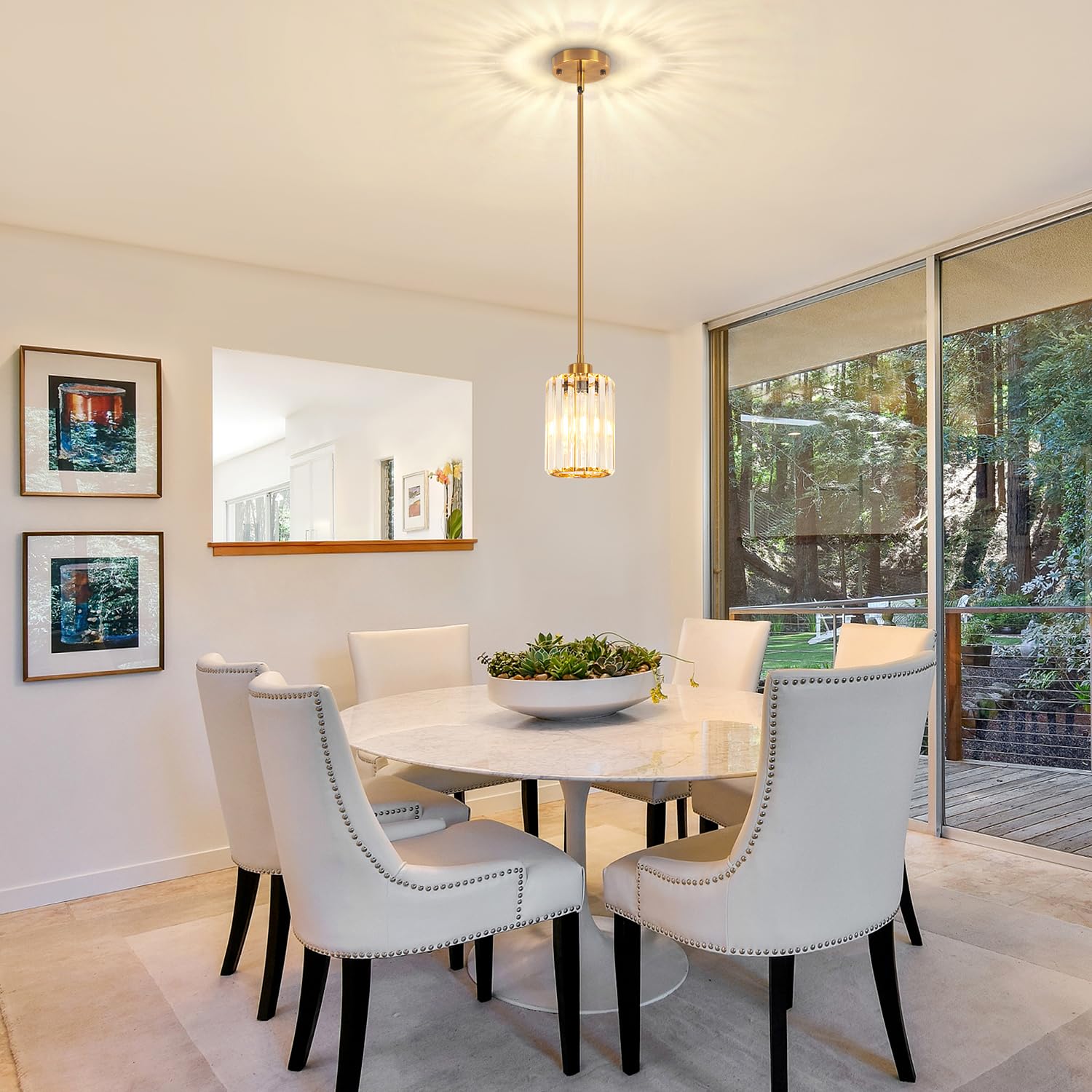 Zsmihdoh Gold Pendant Lights Kitchen Island  Modern Crystal Pendant Light Fixtures  Kitchen Hanging Lights Mini Chandelier Pendant Lighting For Island Dining Room Hallway Bedroom