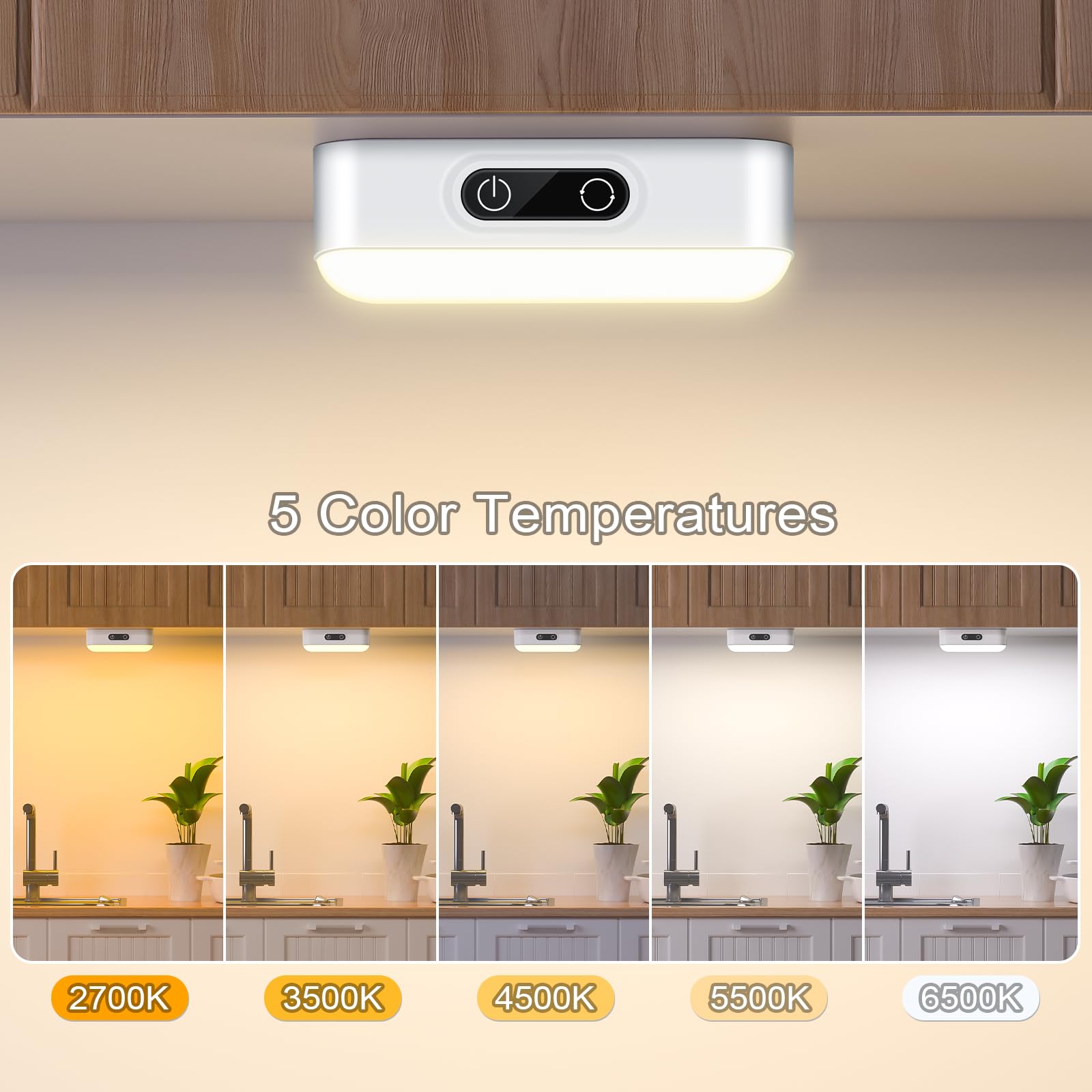 WILLED Upgraded 3W Touch Lights, 5 Colors Adjustable, Dimmable Tap Lights, 2000mAh Rechargeable Battery, Magnet Stick on Lights