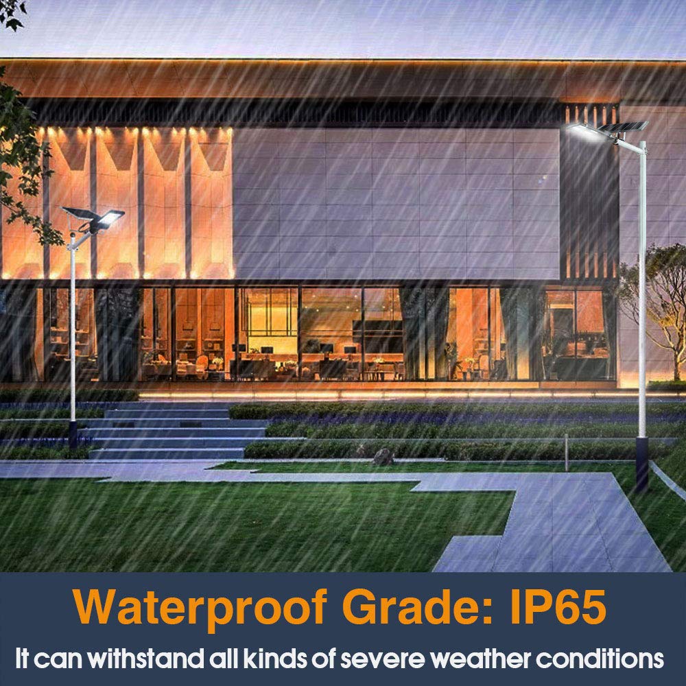 DENGMALL 6000W LED Solar Street Lights Outdoor, Dusk to Dawn Security Flood Light with Remote Control, Wireless, Waterproof, Per