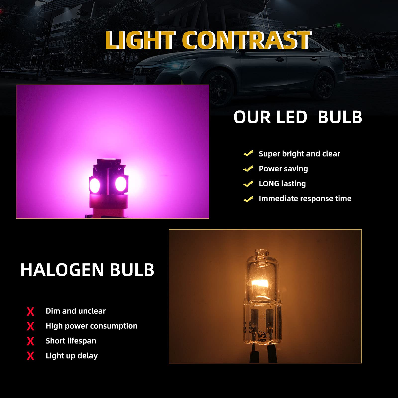 EverBright T10 194 Led Bulb 168 W5W 2825 LED Bulb for Car Interior Lights Dome Map Trunk Light License Plate Light Lamp 5050 5SM