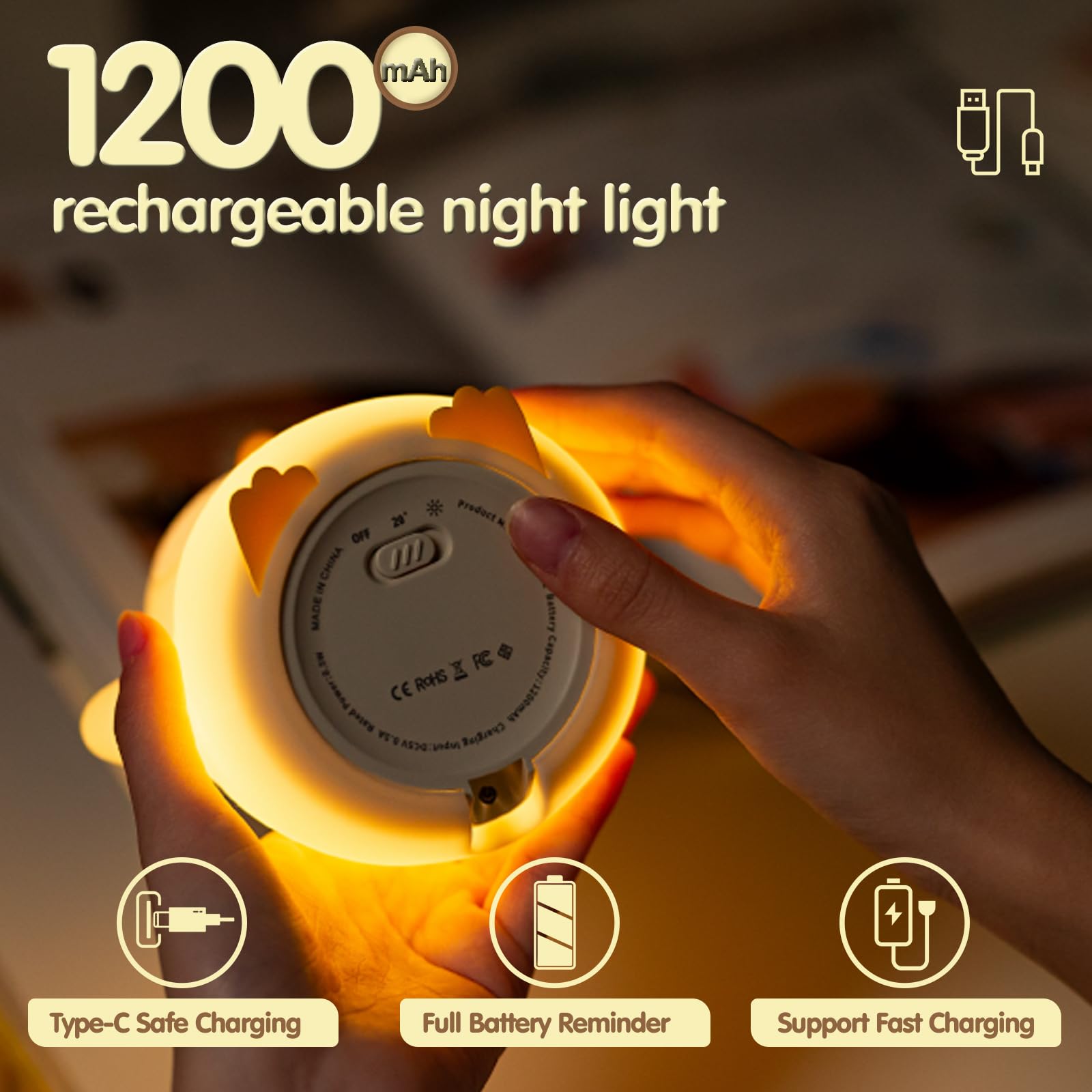 Atsui Cute Capybara Night Light  Led Squishy Novelty Animal Lamp  Food Grade Silicone  2 Level Dimmable  Breastfeeding Nursery Nightlight For Room Decor  Funny Gifts Stuff For Boys Girls Baby Children