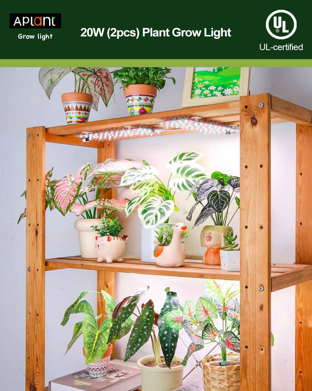 Aplant Grow Light For Indoor Plants, Dimmable Plant Light, 6/12/16H Timing Led Grow Lights Strip Full Spectrum,Ultra-Thin Plant Grow Light Panels, Under Cabinet Grow Lamps For Indoor Houseplants, 20W