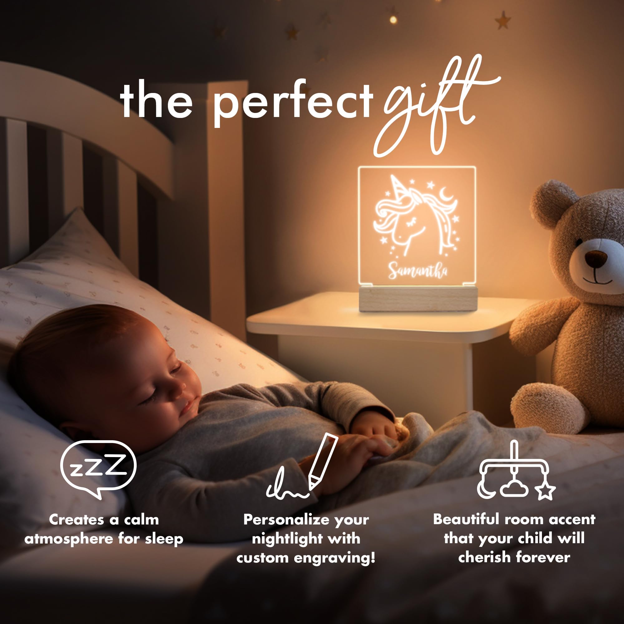 Personalized Night Light For Kids Girls Boys Customized Gifts For Baby Nursery Bedroom Decor Unicorn