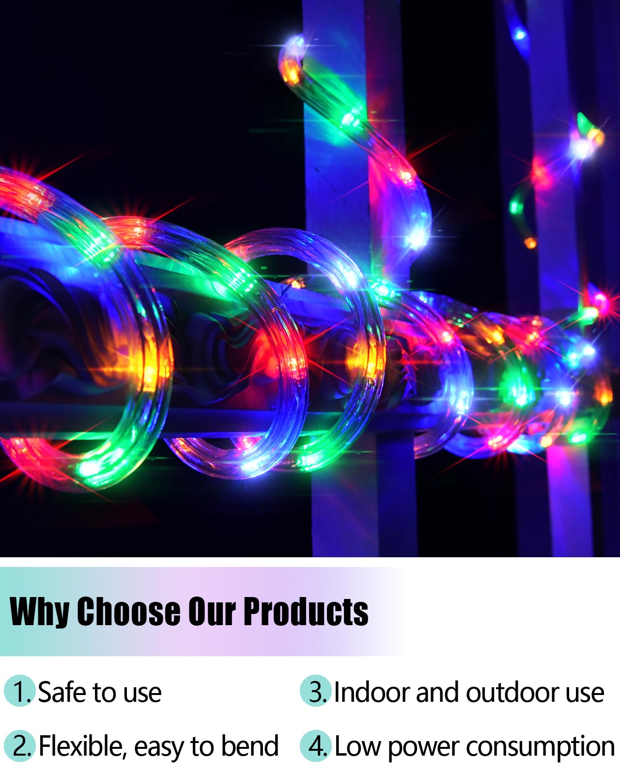 Rope Lights Outdoor Waterproof Christmas 100Ft 720 Led, Flexible Connectable Tube Lights, String Lights Decorative Lighting For Garden Patio Pool Tree Bedroom Xmas Decor (Multicolor)