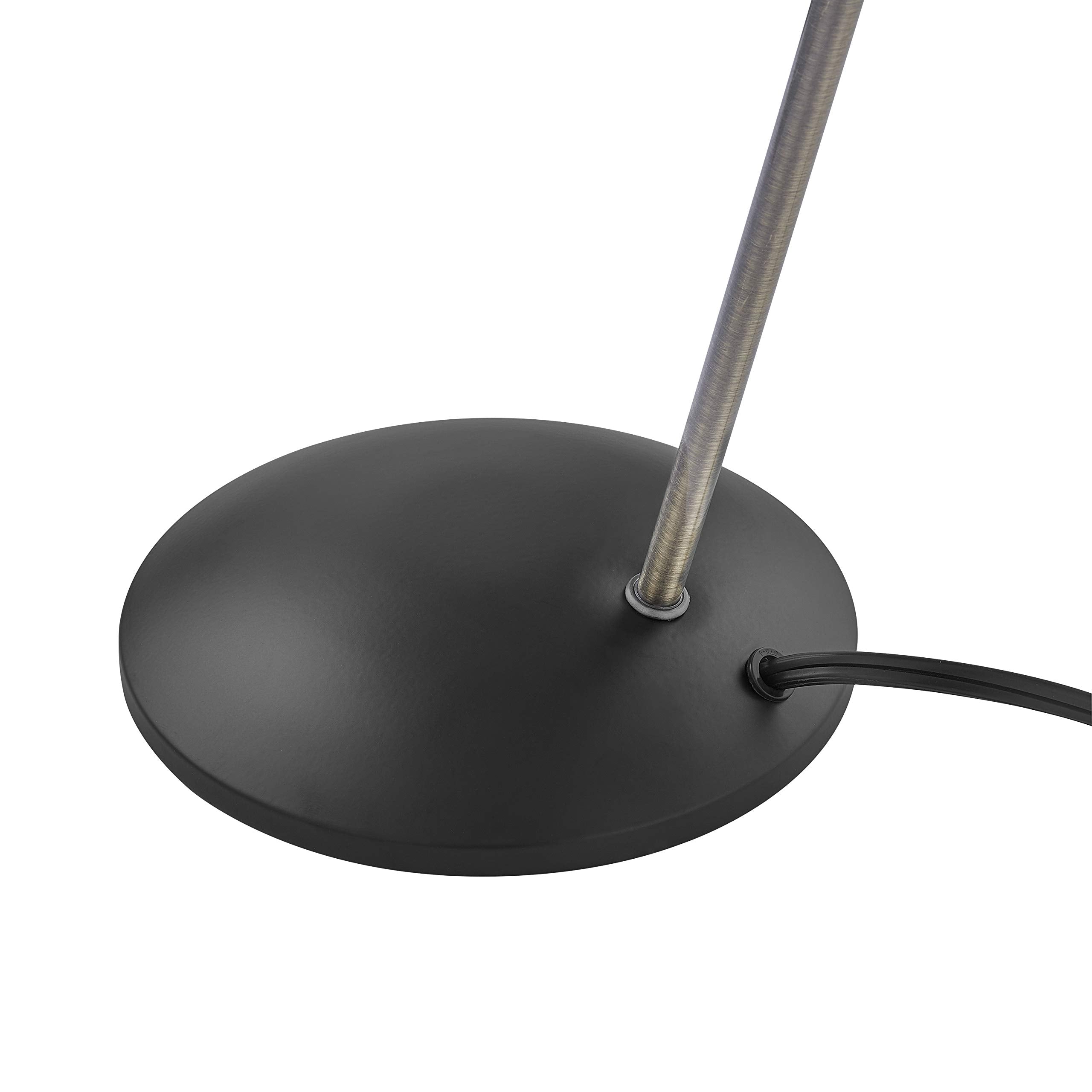 Light Society LS-T261-BK Retro Black Desk Lamp with Antique Brass Details, Mid Century Modern Design