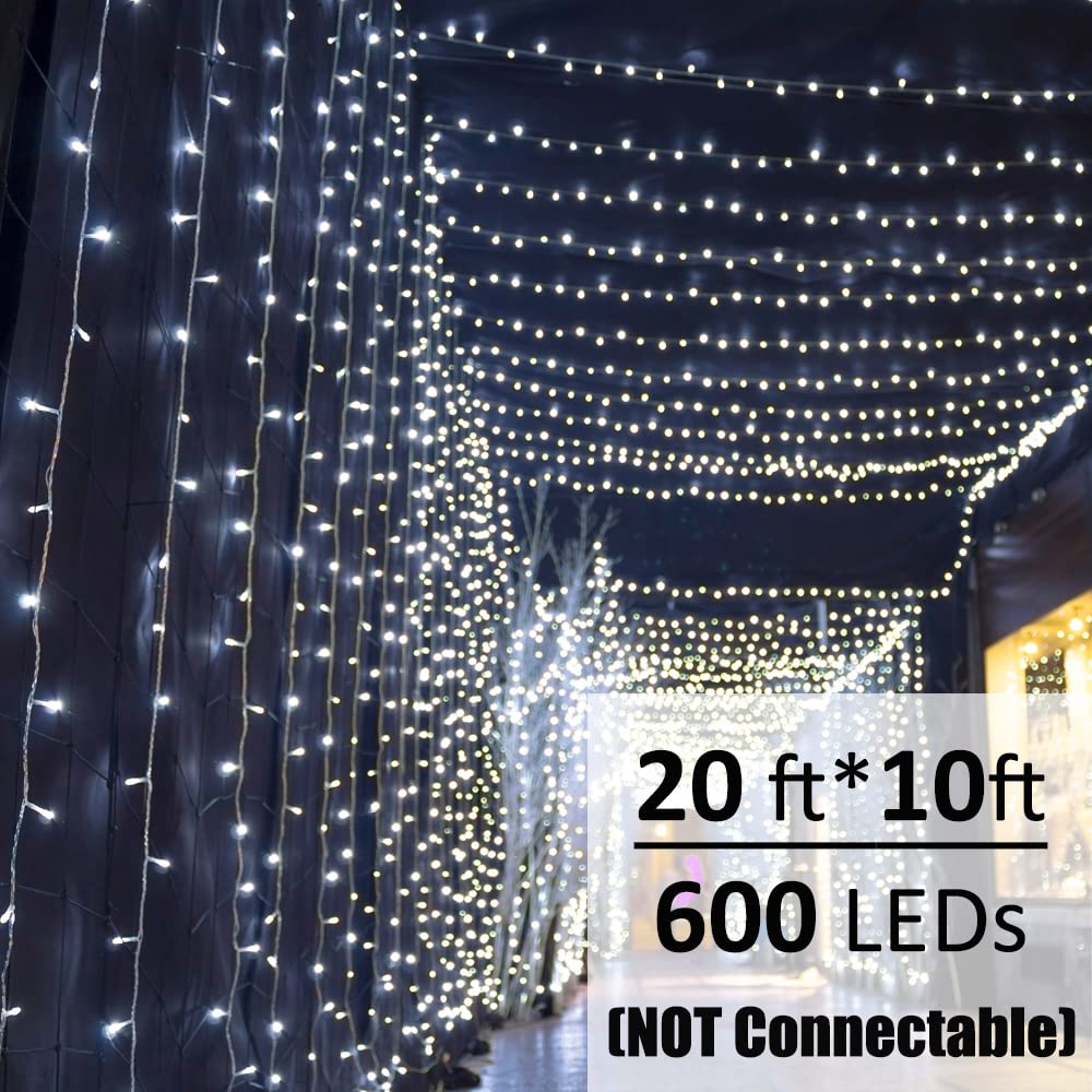 Solhice Led Curtain Lights Outdoor 30Ft X10Ft Cool White, 720 Led Plug In Hanging Christmas String Lights Indoor, Twinkle Light