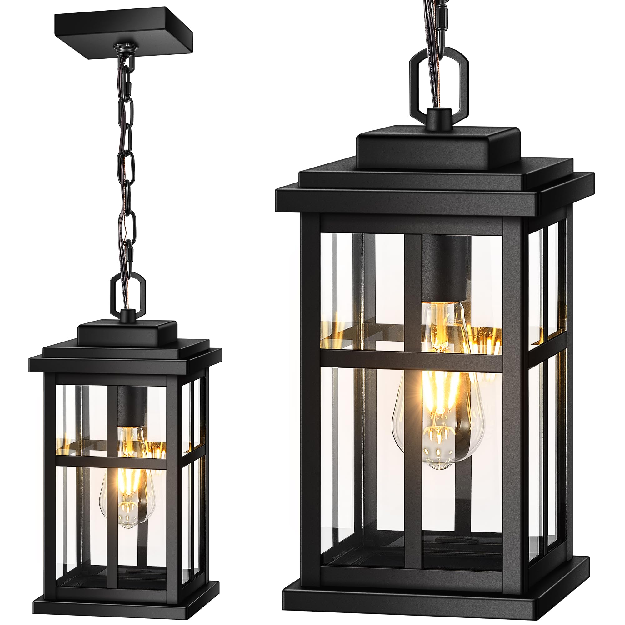 OPAXIS 14.5 in Large Black Outdoor Pendant Lights  Waterproof Hanging Exterior Light  Hanging Porch Light for House  Porch  Doorway  Anti-Rust  100% Aluminum  E26 Socket