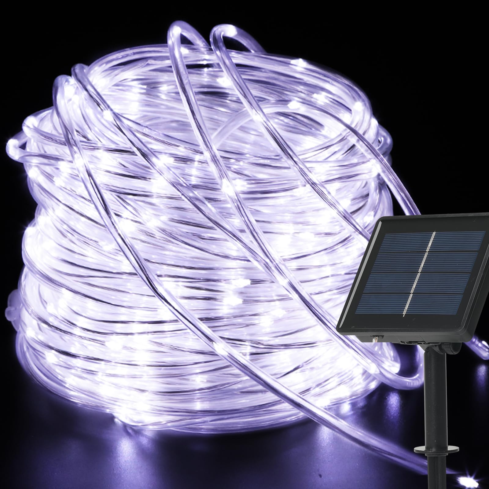 Solar Rope Lights Outdoor Waterproof, 39Ft 100Led Outdoor String Lights Clear Pvc Tube Fairy Lights, 8 Modes Trampoline Lights For Pool Tree Garden Yard Home Camping Wedding Halloween Holiday Decor