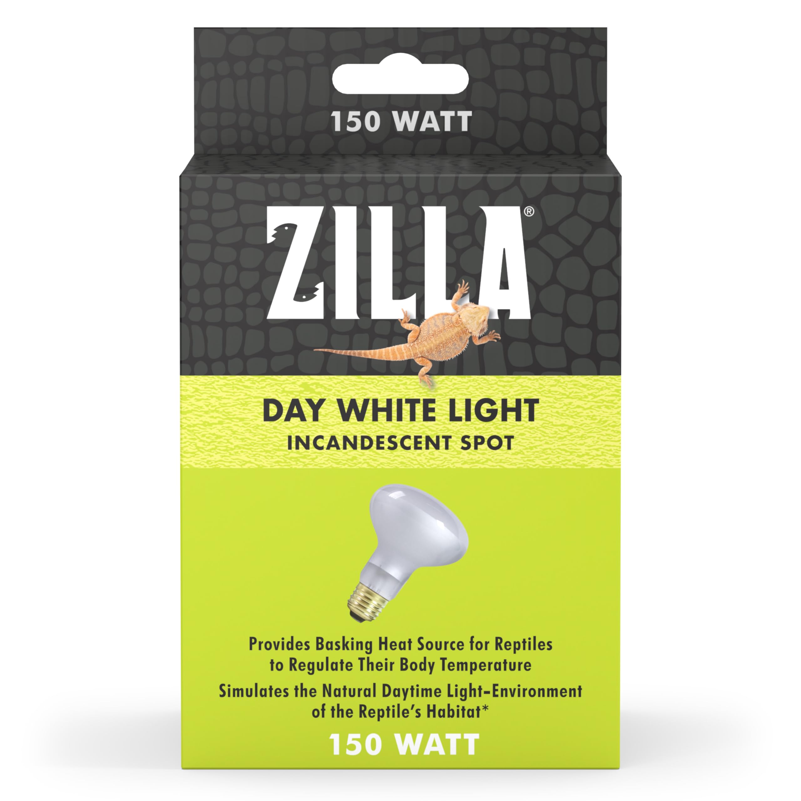 Zilla 150W Incandescent Heat Lamp For Reptile Terrariums - Day White Glass Bulb