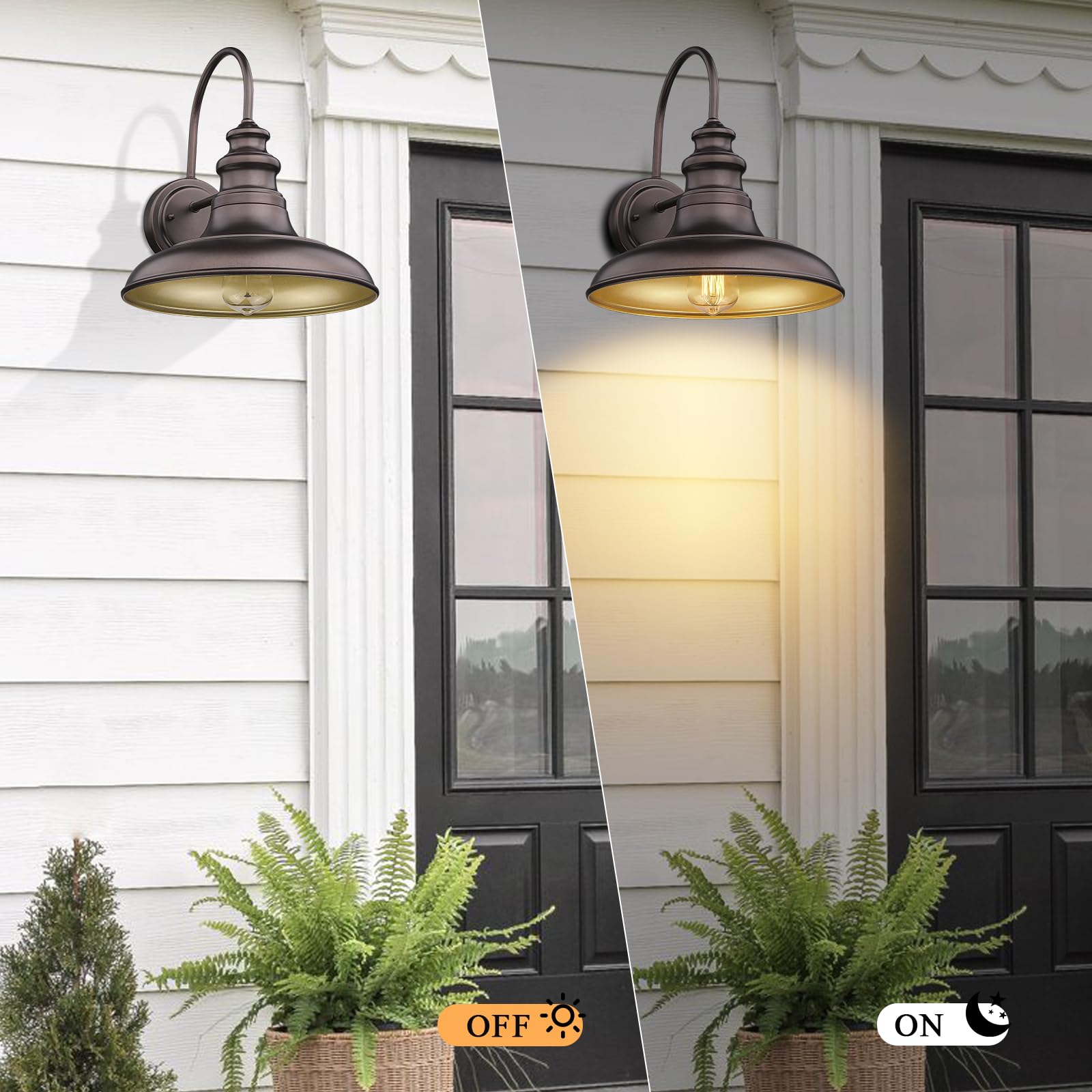 Diyel Outdoor Barn Light Fixture, Gooseneck Wall Sconce, Oil-Rubbed Bronze, Metal, 11-RZ004-1PACK, Industrial Style for Porch